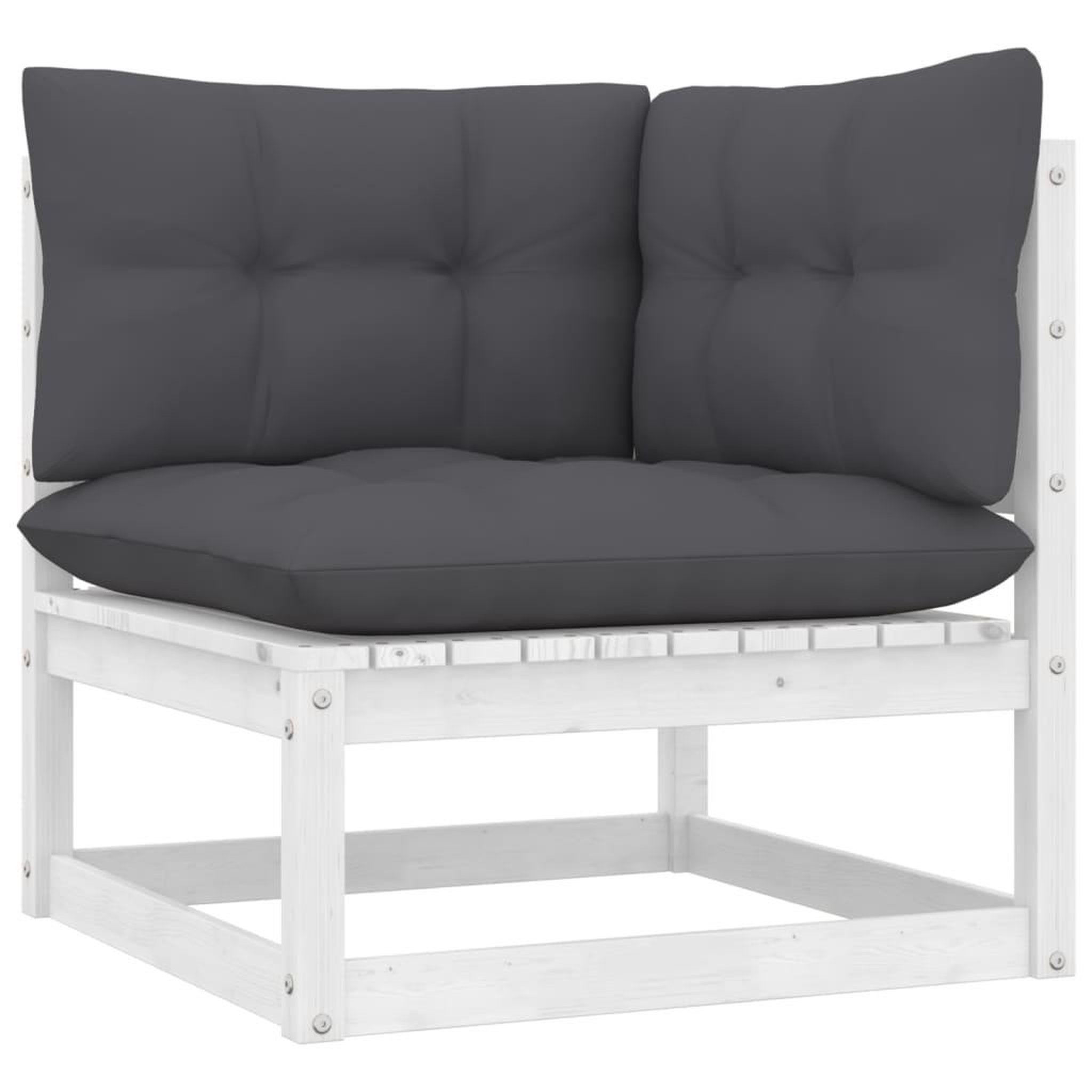 Voir la diapositive 5 : VIDAXL Salon de jardin 9 pcs avec coussins blanc bois de pin massif