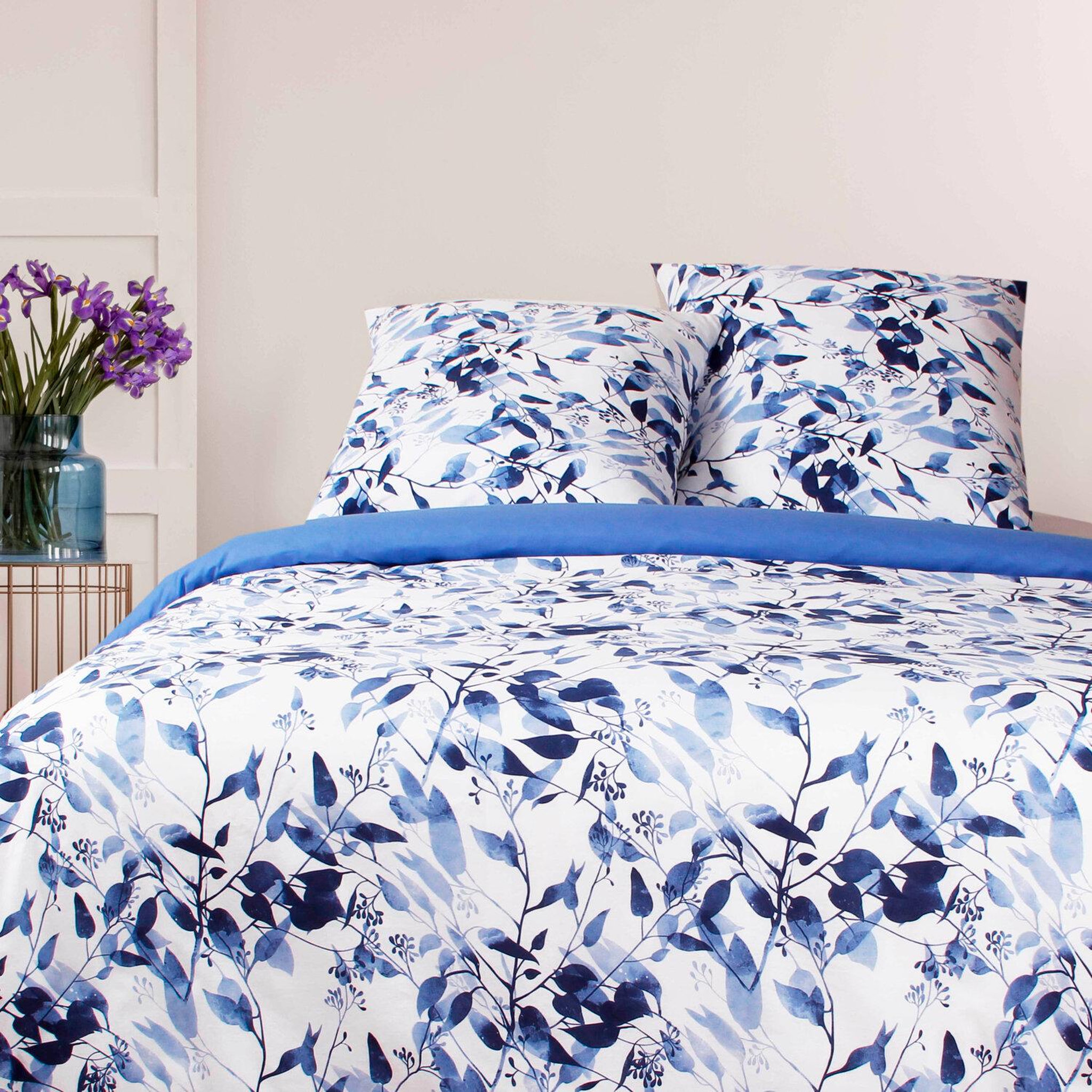 Home collection Parure housse de couette 3 pcs 240x220 cm 100% coton 57 fils imprimé. Leaves