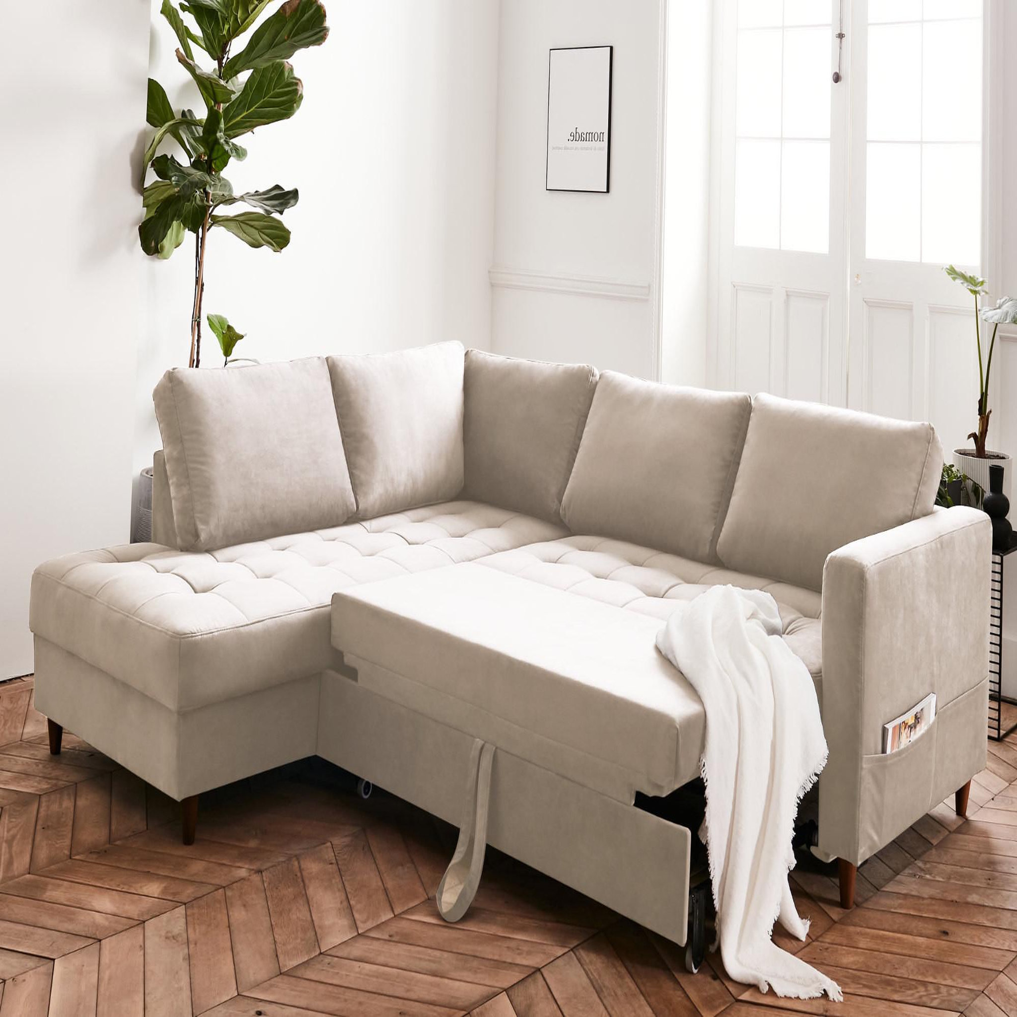 Voir la diapositive 3 : LISA DESIGN Anna - canapé d'angle gauche - 5 places - convertible - en velours