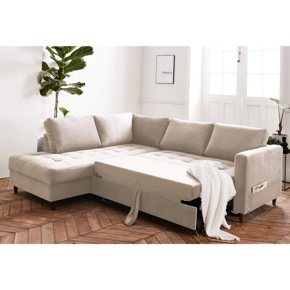 LISA DESIGN Anna - canapé d'angle gauche - 5 places - convertible - en velours