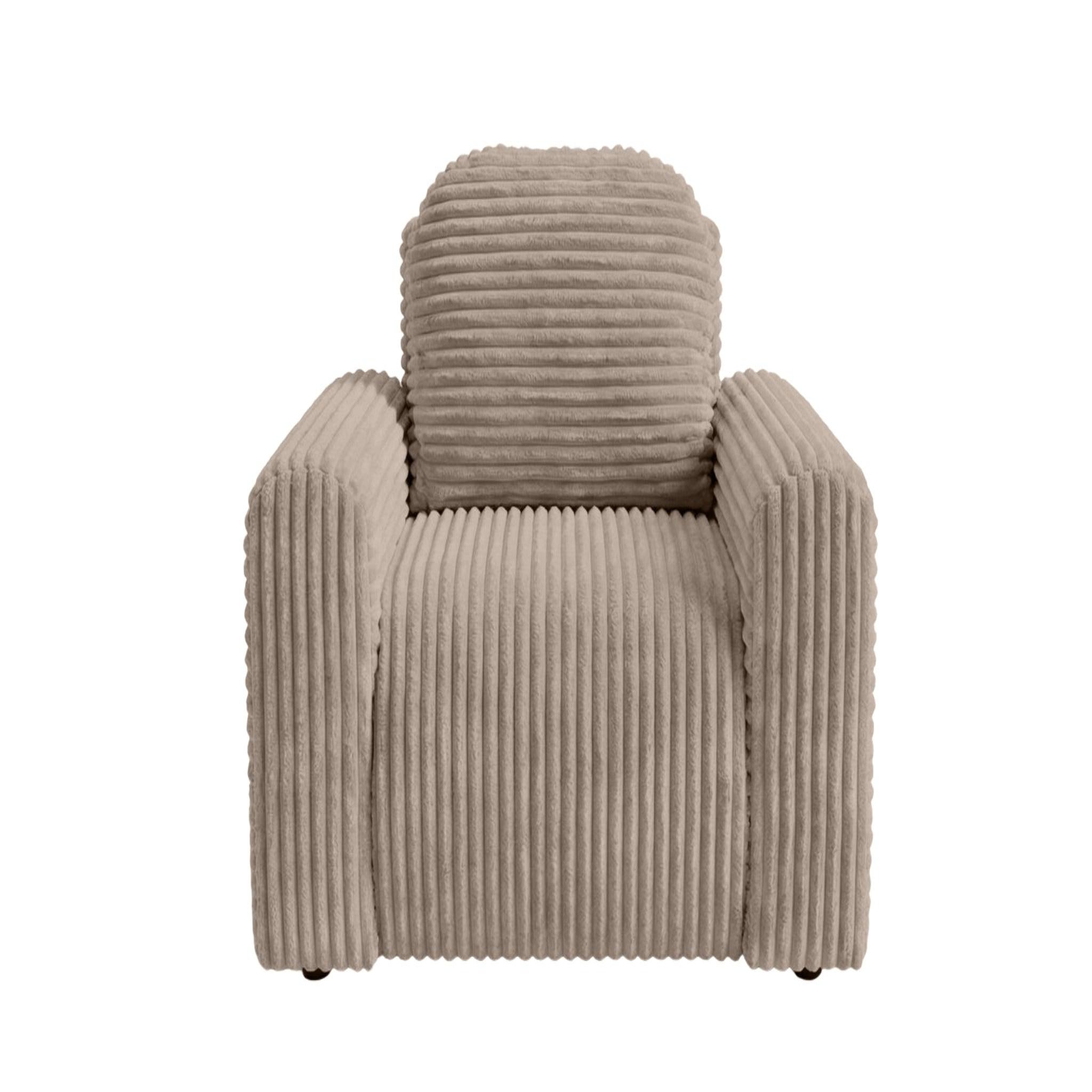 CASANOVA PARIS Elvis - fauteuil gros velours côtelé. Coloris disponibles : Bleu, Vert, Gris, Beige, Marron, Orange