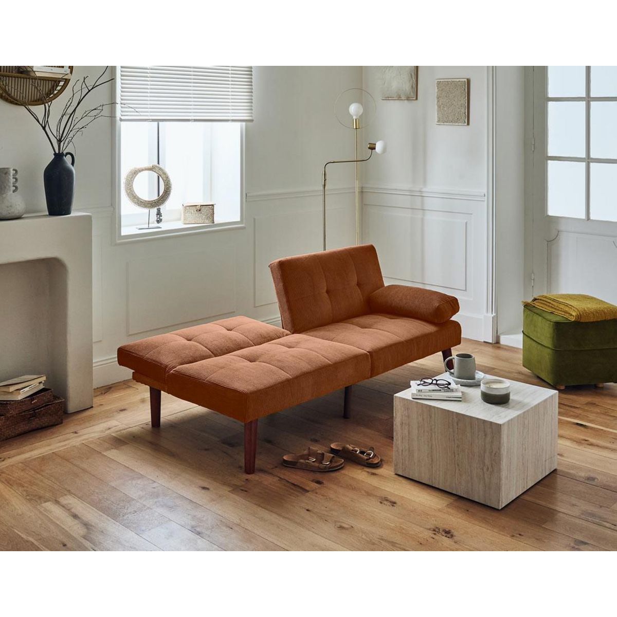 BEST MOBILIER Philae - canapé convertible clic-clac 2 places - velours côtelé