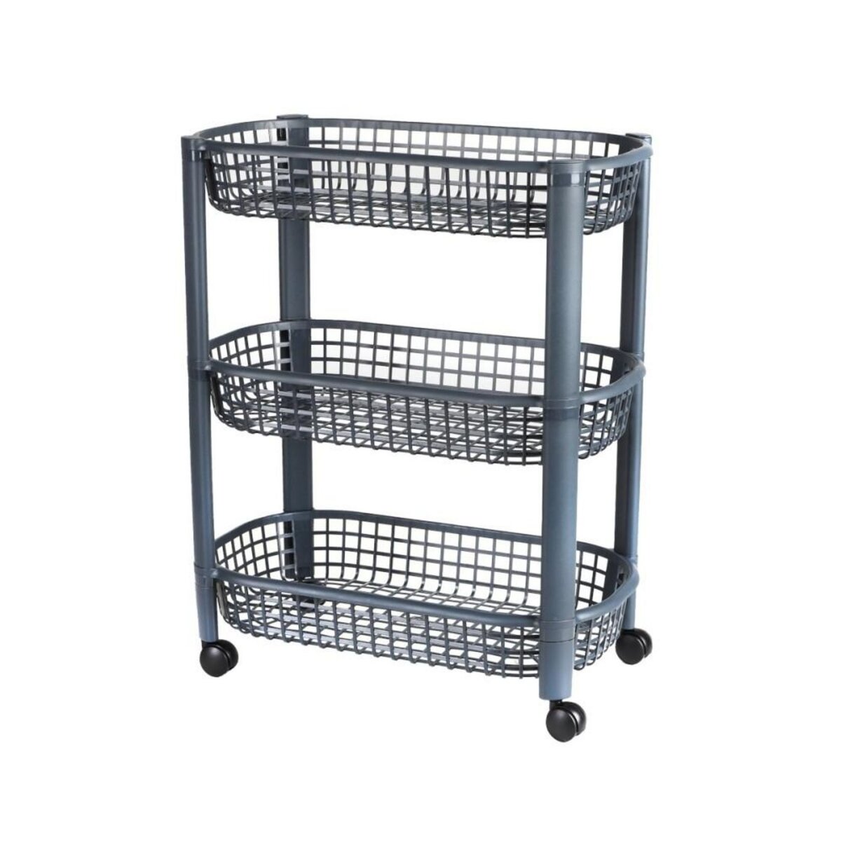 FORNORD Desserte à roulettes en plastique 3 niveaux