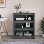 VIDAXL Bibliotheque Gris 80x35x97 cm Bois de pin massif