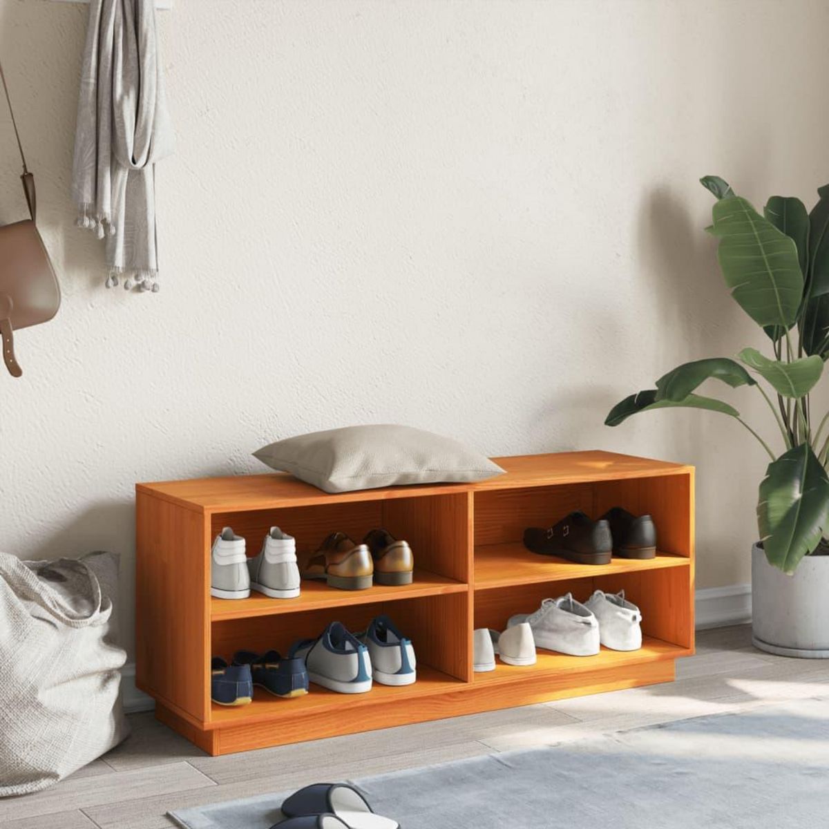 VIDAXL Armoire a chaussures cire marron 110x34x45 cm bois pin massif