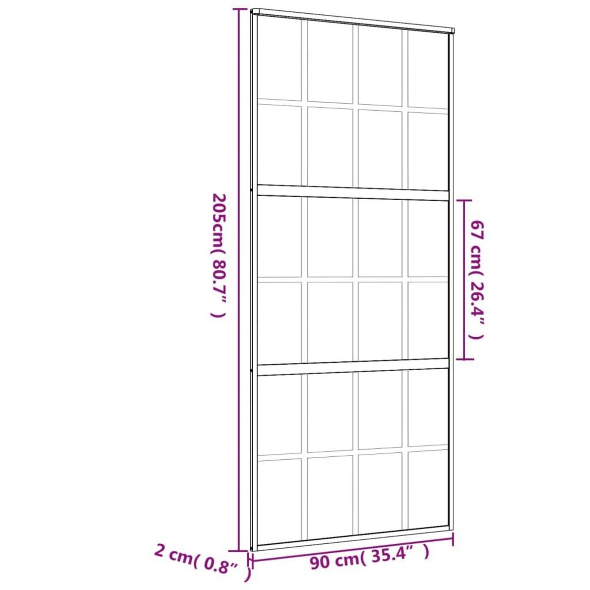 VIDAXL Porte coulissante dore 90x205 cm verre ESG depoli et aluminium