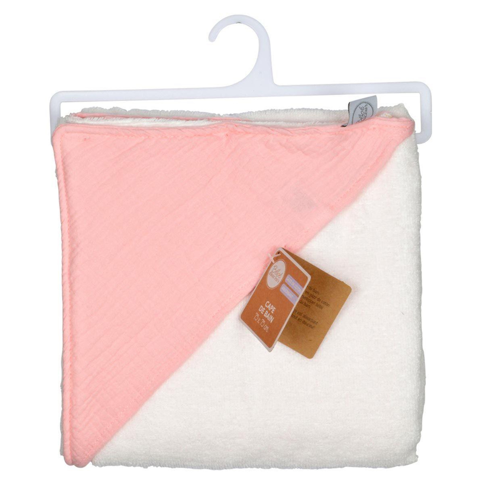 Voir la diapositive 3 : BEBE DOUCEUR Cape de Bain Bébé  Absorbant  75x75cm Rose