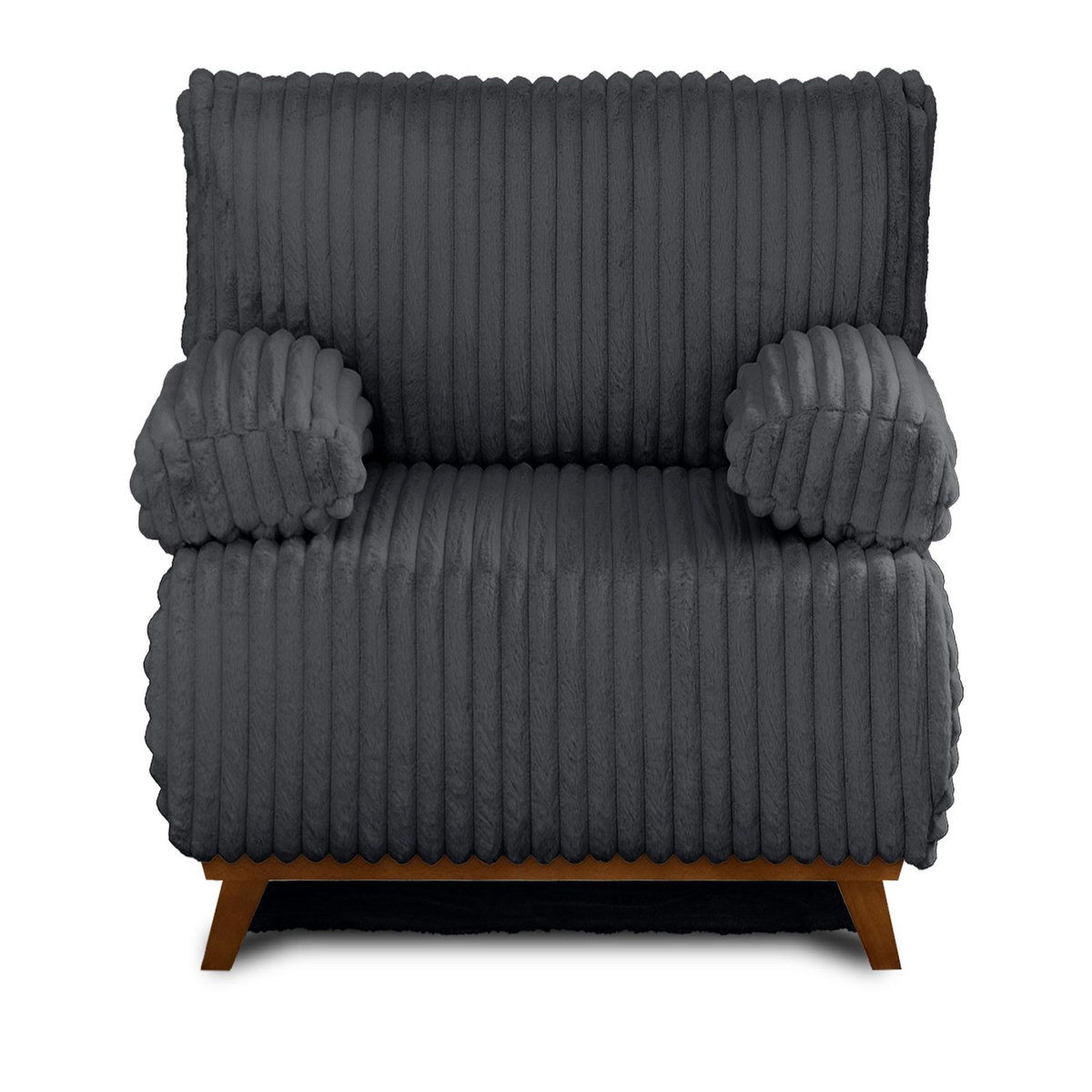 BEST MOBILIER Cristal - fauteuil - convertible avec coffre - en fausse fourrure côtelée