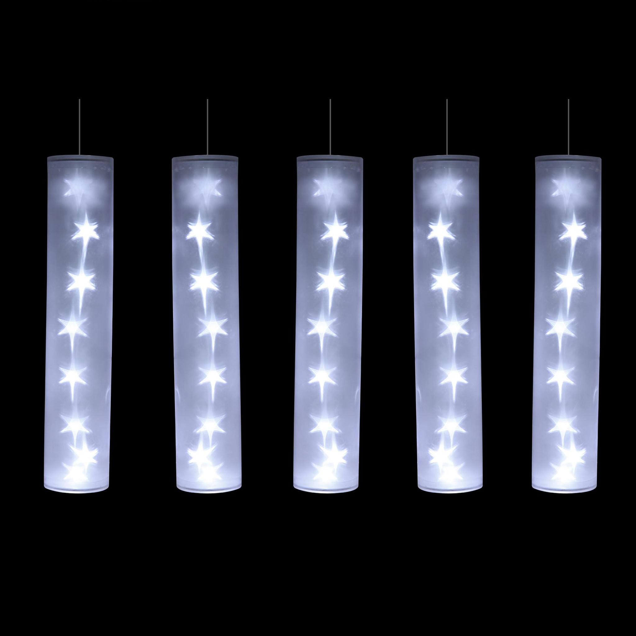 Voir la diapositive 2 : Eden 5 tubes lumineux blancs avec étoiles led 40 led