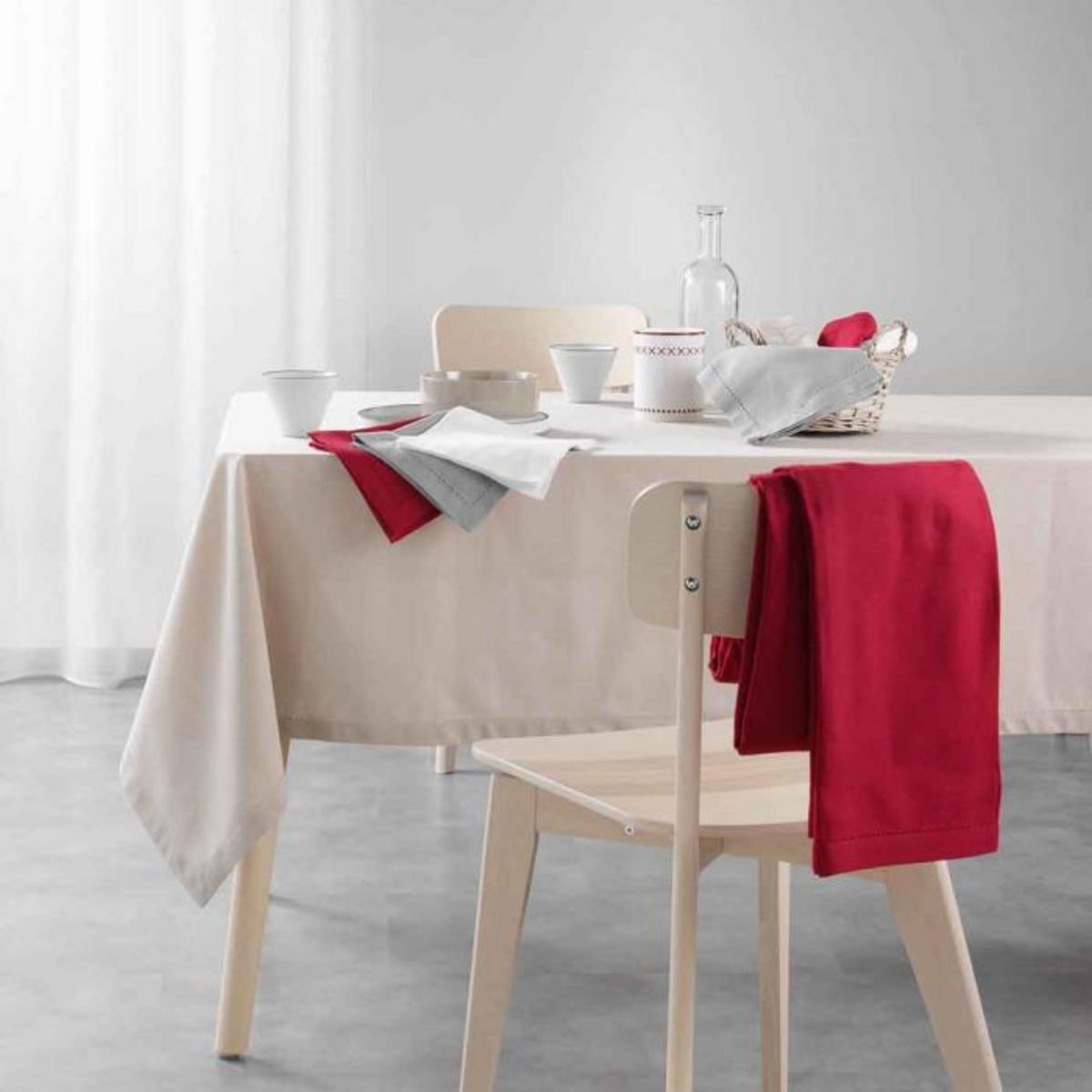 Paris Prix Lot de 3 Serviettes de Table  Charline  40x40cm Rouge