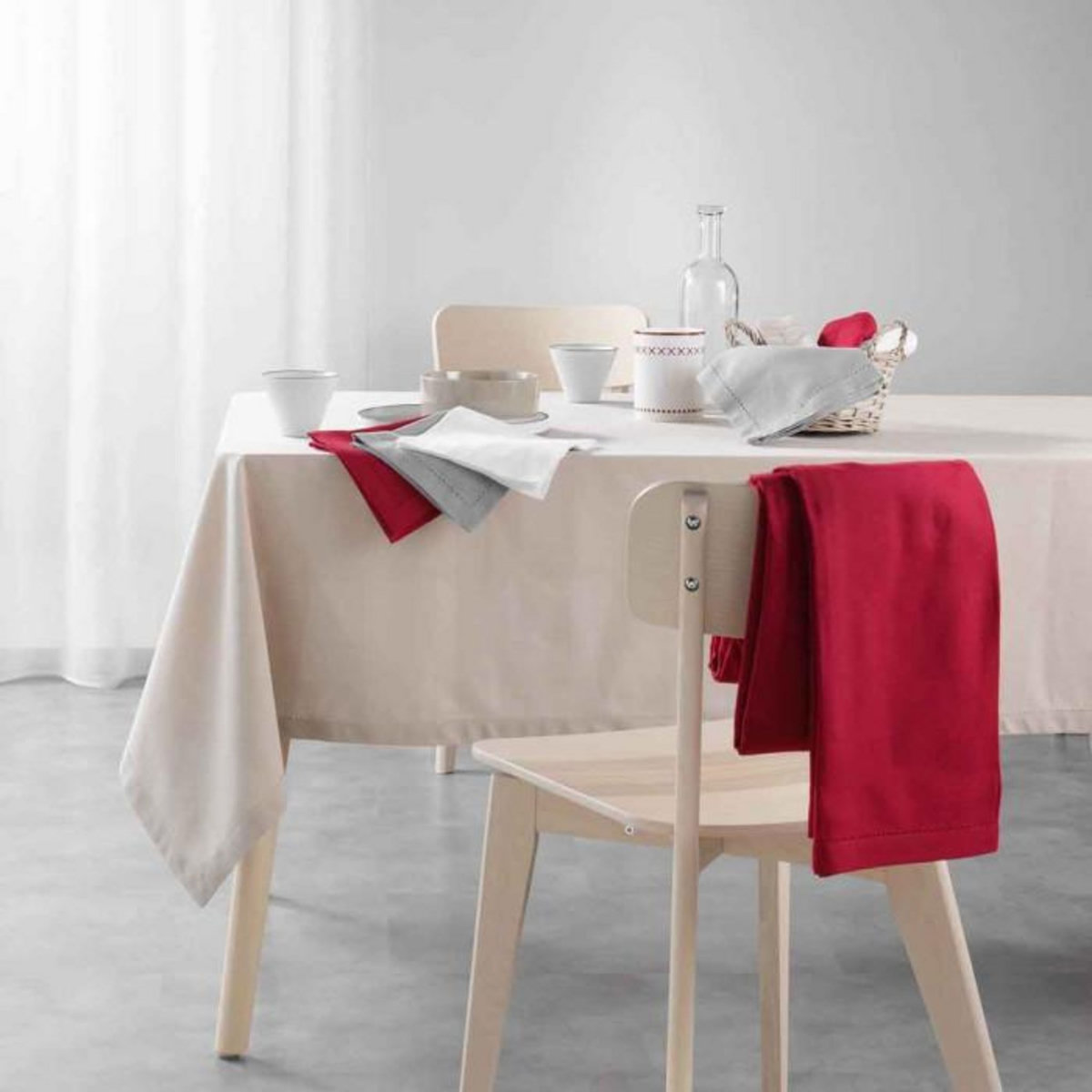 Paris Prix Lot de 3 Serviettes de Table  Charline  40x40cm Rouge