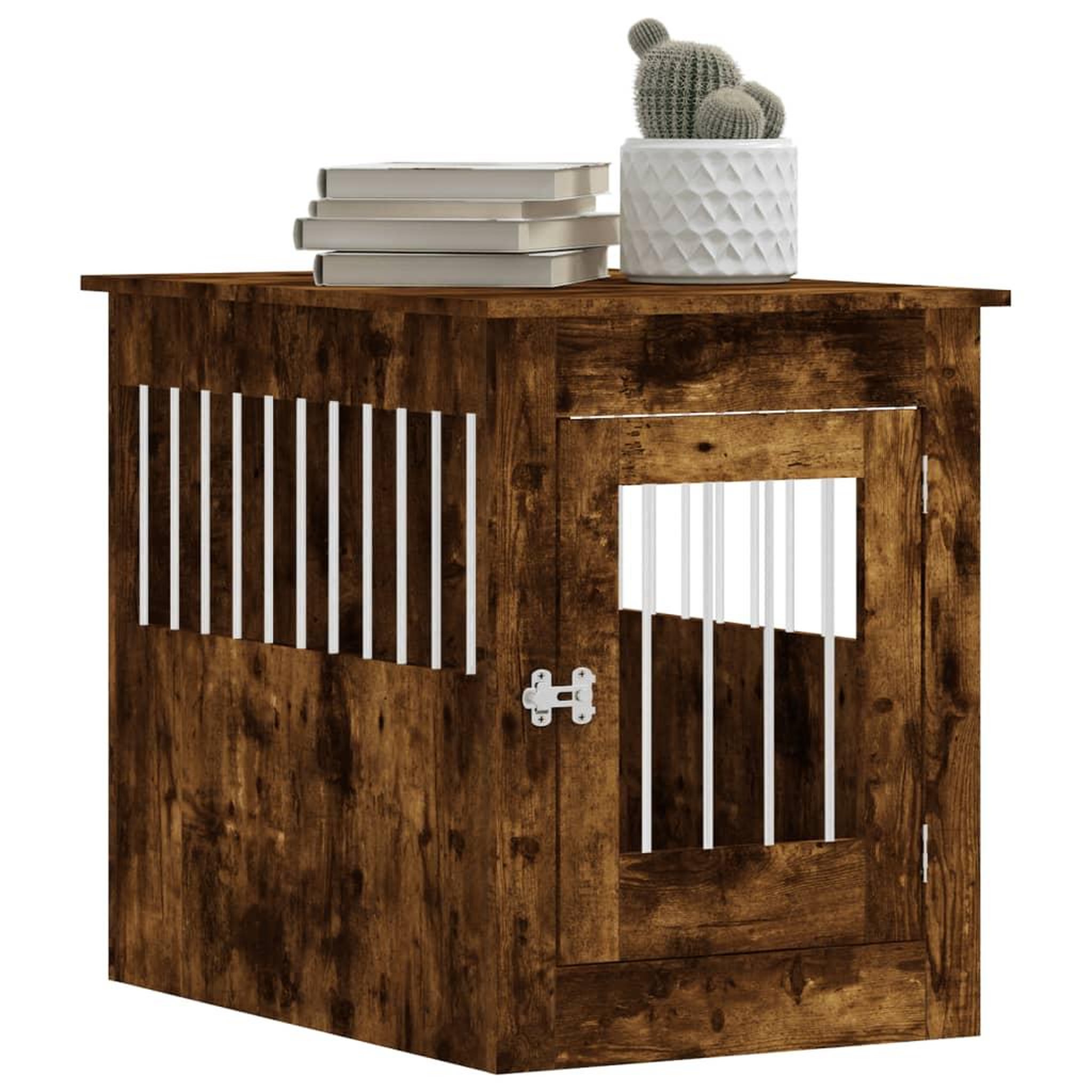 Voir la diapositive 4 : VIDAXL Meuble de cage pour chiens chene fume 55x80x68 cm