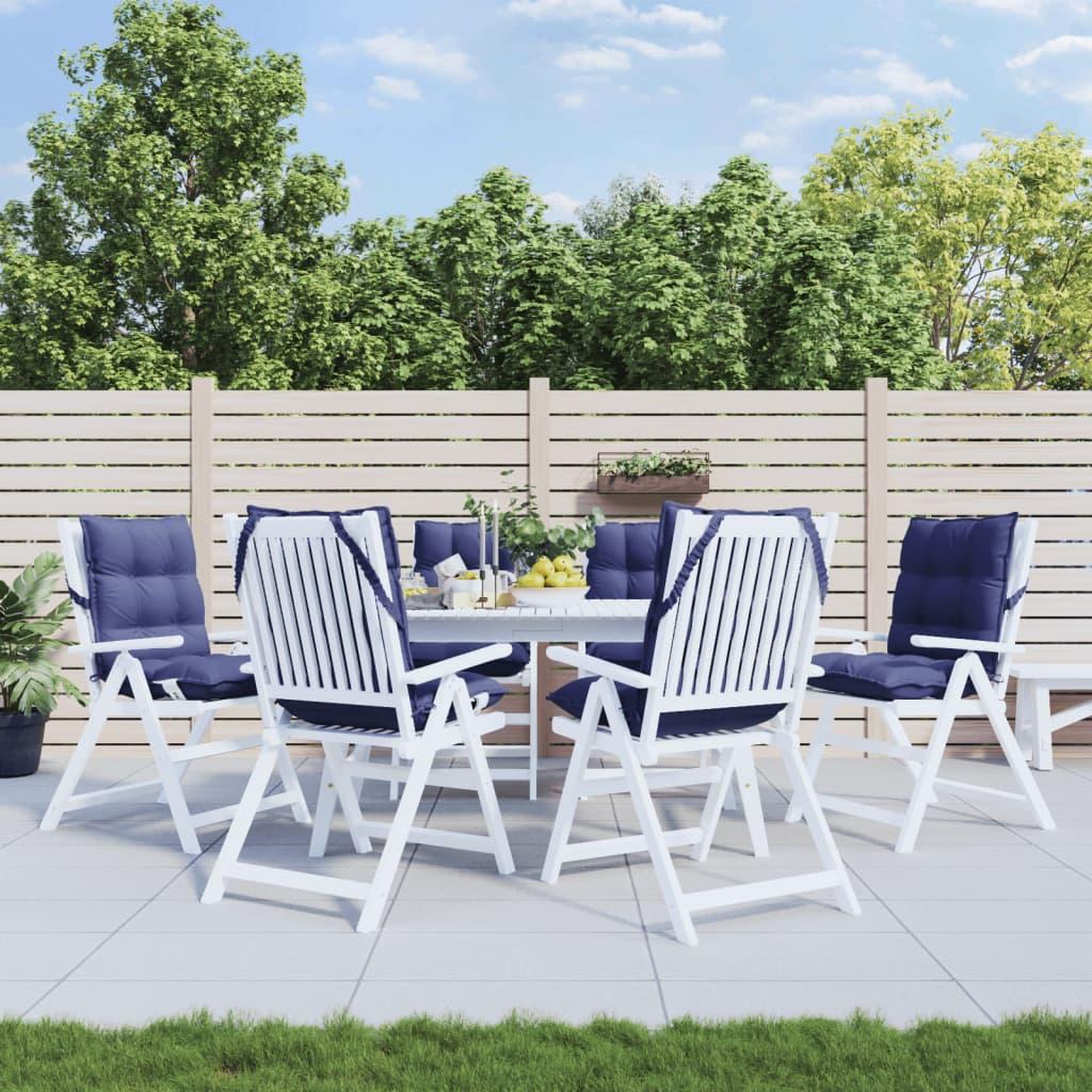 VIDAXL Coussins de chaise a dossier bas lot de 6 bleu marine