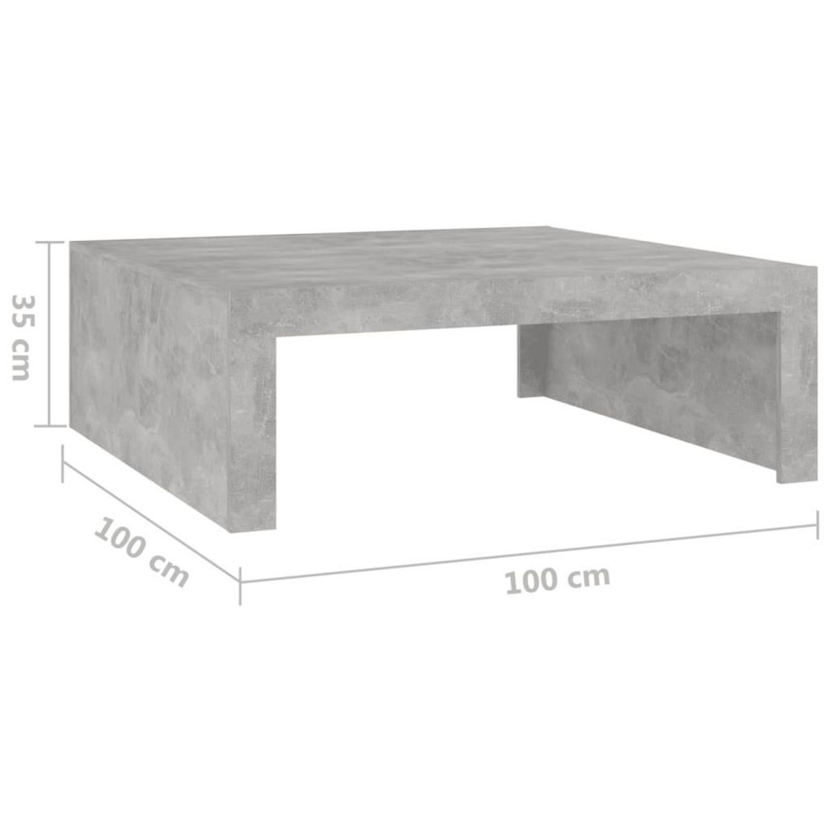 VIDAXL Table basse gris beton 100x100x35 cm bois d'ingenierie