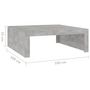 Voir la diapositive 6 : VIDAXL Table basse gris beton 100x100x35 cm bois d'ingenierie