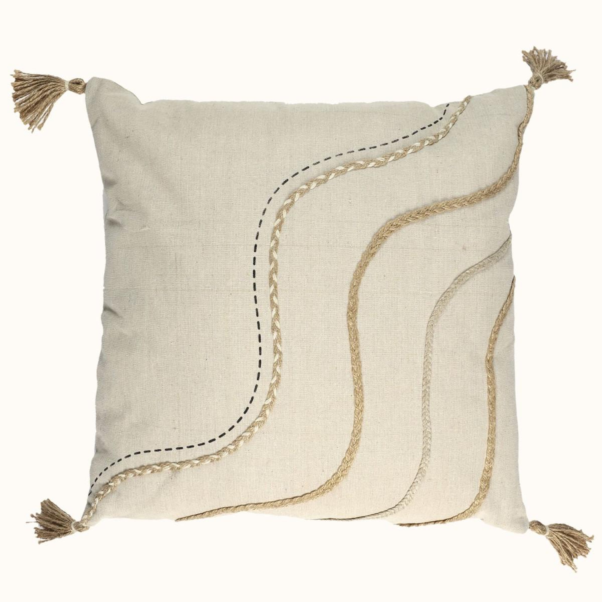 The Home Deco Factory Coussin à pompons  natural crush  40x40cm beige