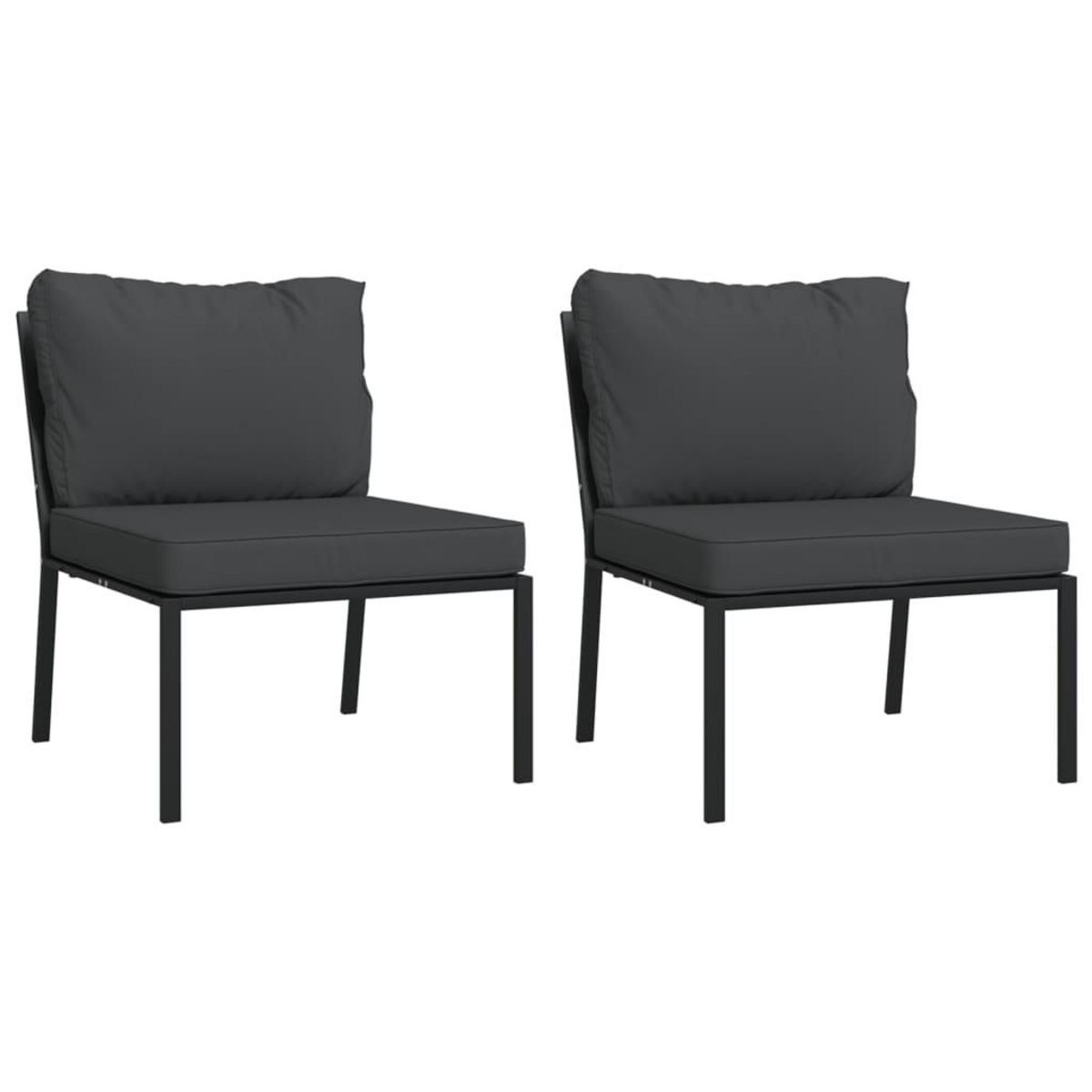 VIDAXL Chaises de jardin avec coussins gris lot de 2 60x74x79 cm acier