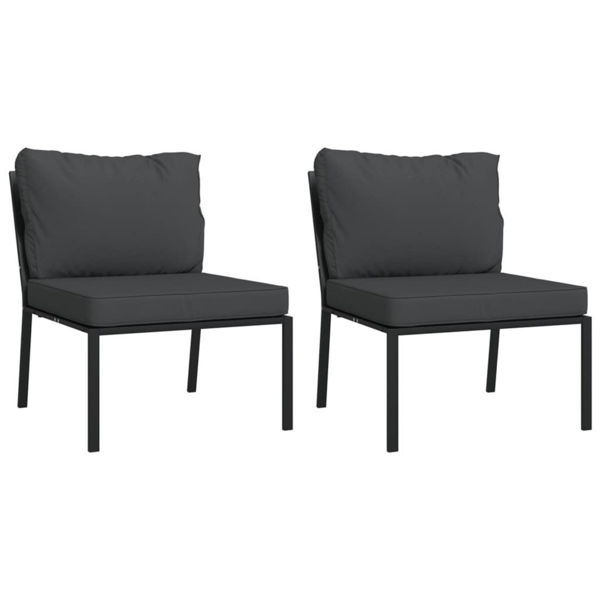 VIDAXL Chaises de jardin avec coussins gris lot de 2 60x74x79 cm acier