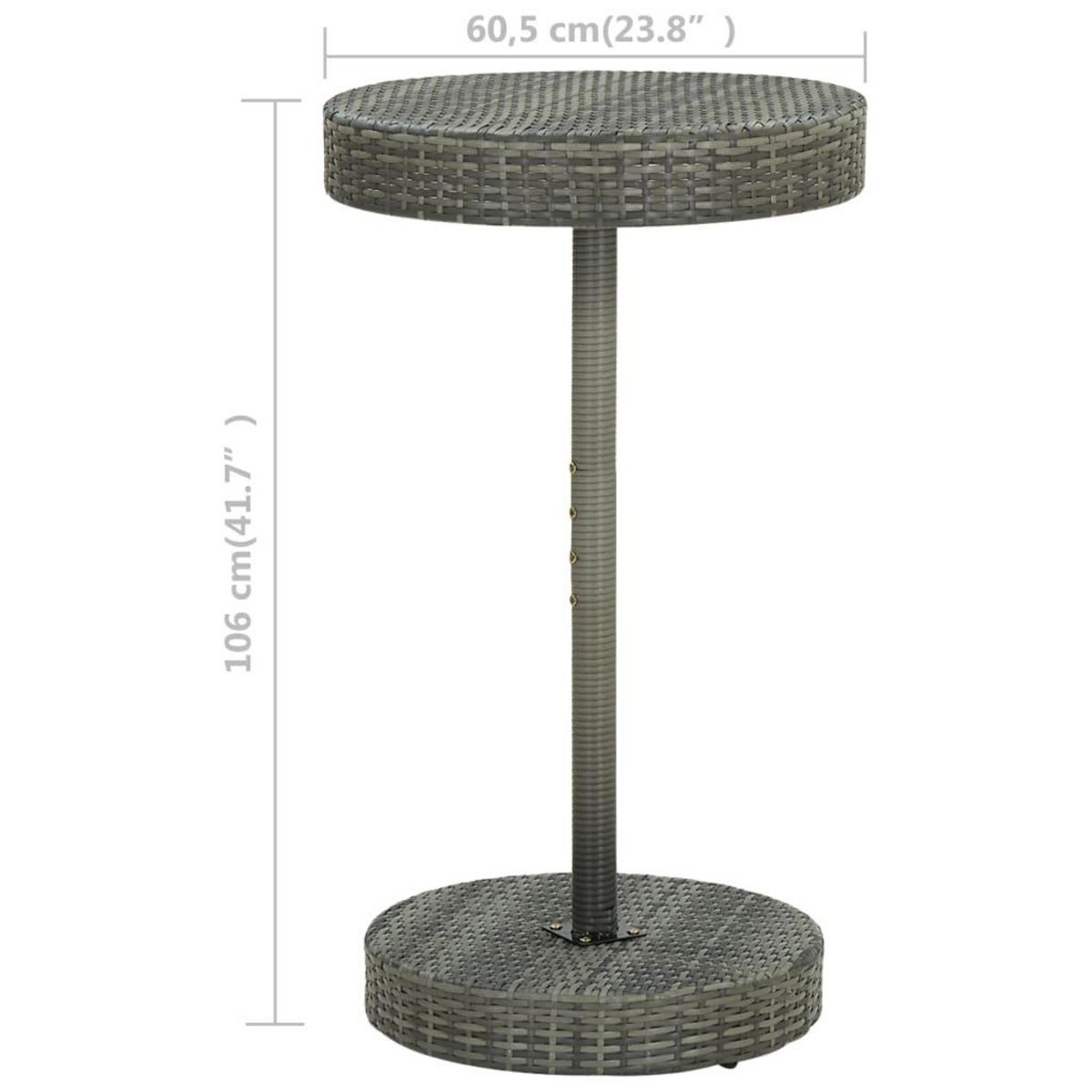 VIDAXL Table de jardin Gris 60,5x106 cm Resine tressee