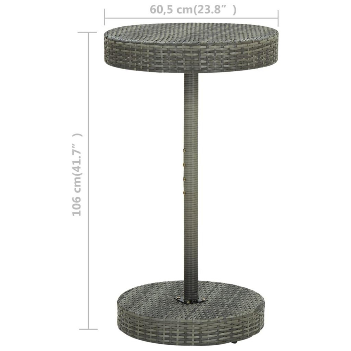 VIDAXL Table de jardin Gris 60,5x106 cm Resine tressee