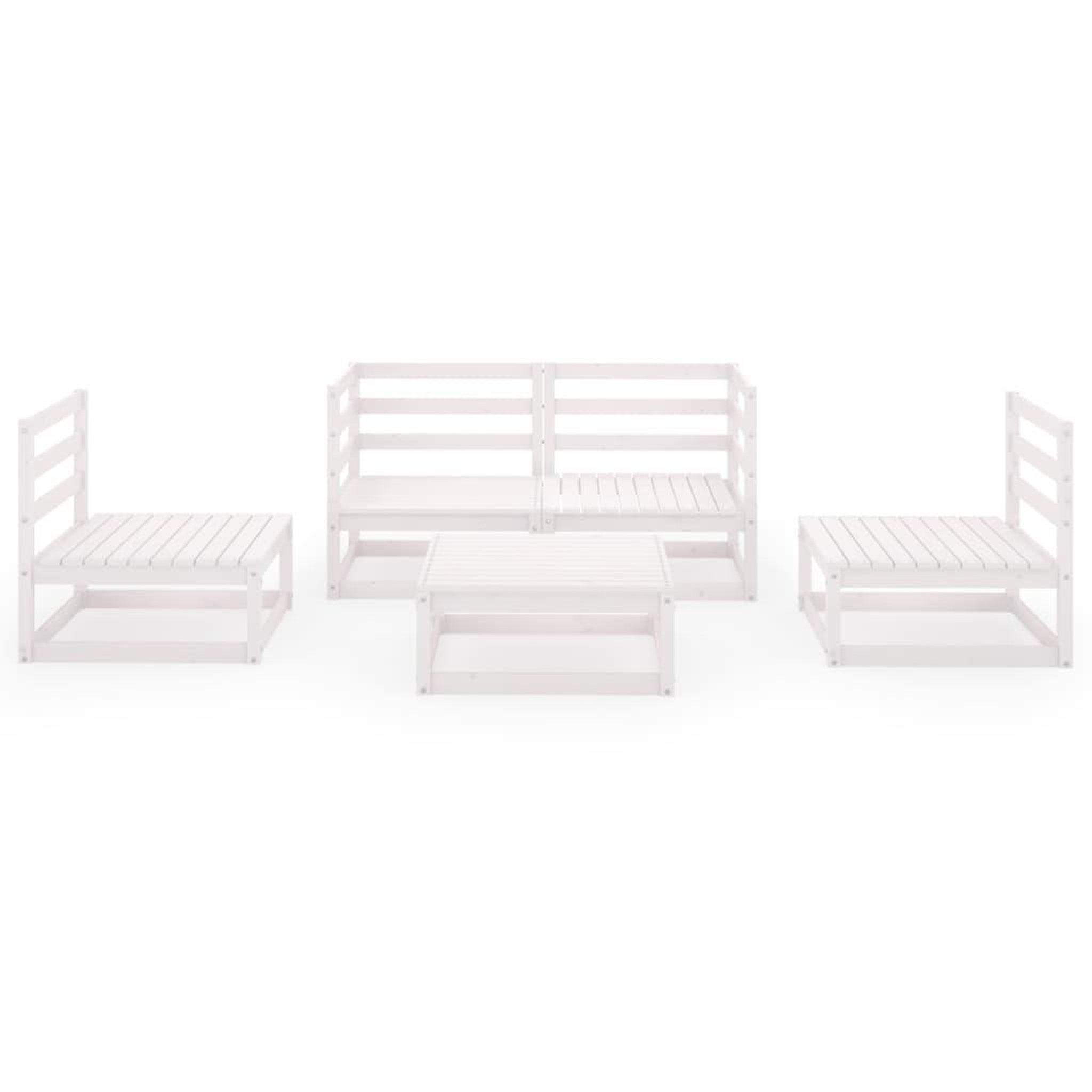 Voir la diapositive 3 : VIDAXL Salon de jardin 5 pcs Blanc Bois de pin massif