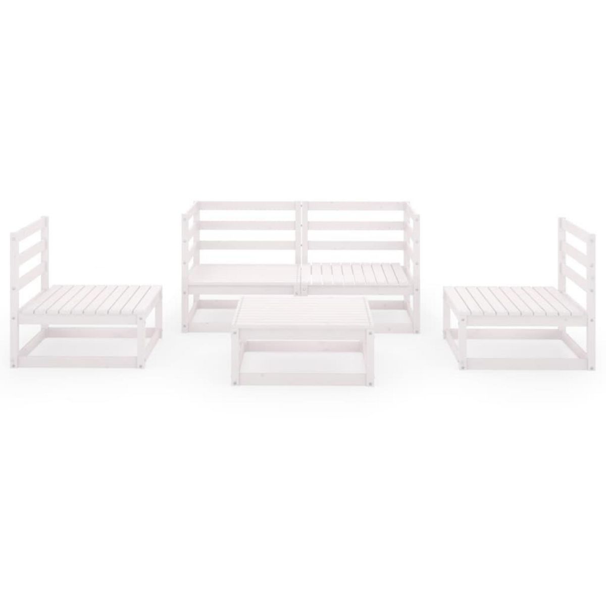 VIDAXL Salon de jardin 5 pcs Blanc Bois de pin massif