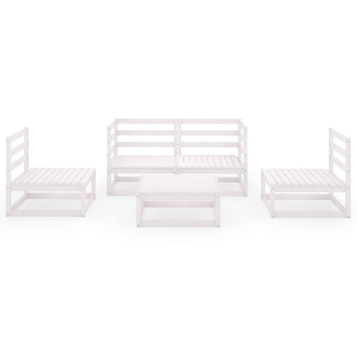 VIDAXL Salon de jardin 5 pcs Blanc Bois de pin massif