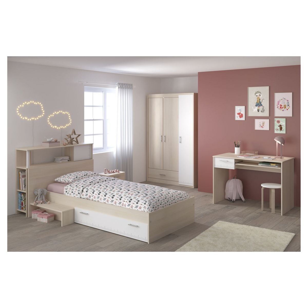 Armoire de chambre enfant 3 portes L112cm SACHA