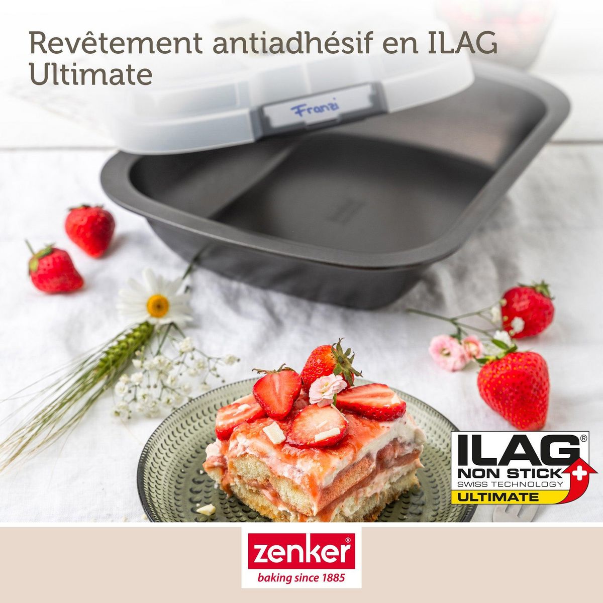 ZENKER Ensemble de 2 Moules à gâteaux rectangulaire avec couvercle de transport 34 x 24 cm Zenker Bake Click and Go