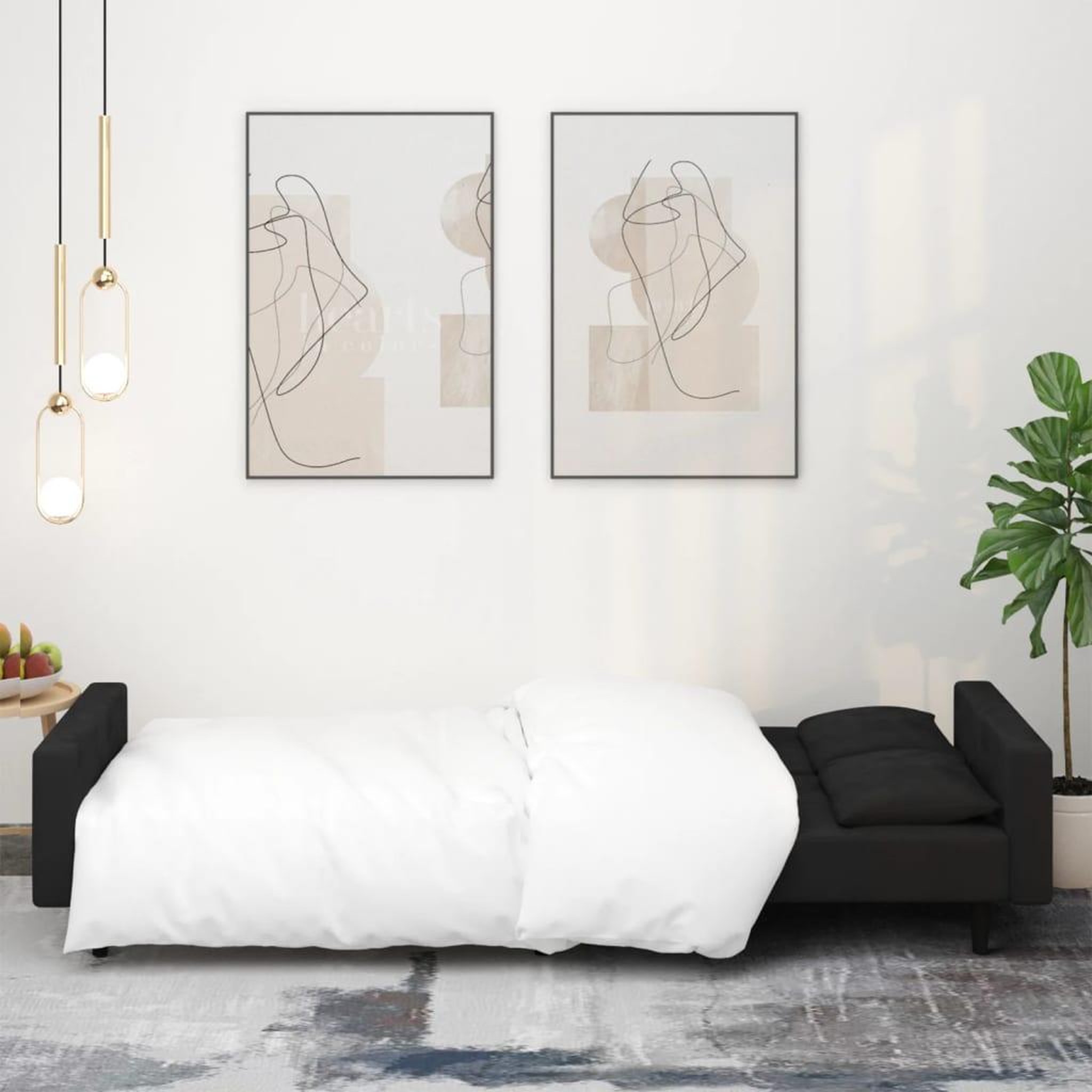 Voir la diapositive 3 : VIDAXL Canape-lit a 2 places avec deux oreillers Noir Velours