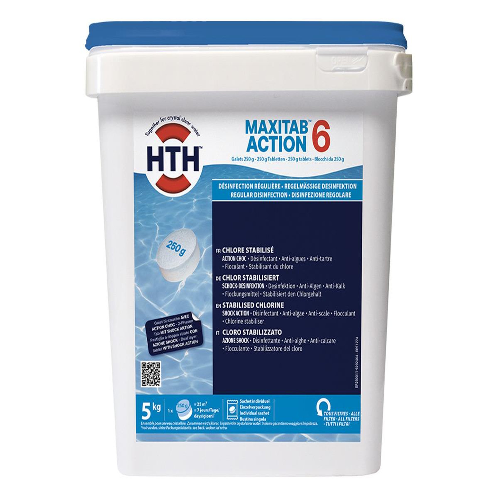 Voir la diapositive 2 : HTH Chlore 6 actions en galets Maxitab Action 6 5 kg - HTH