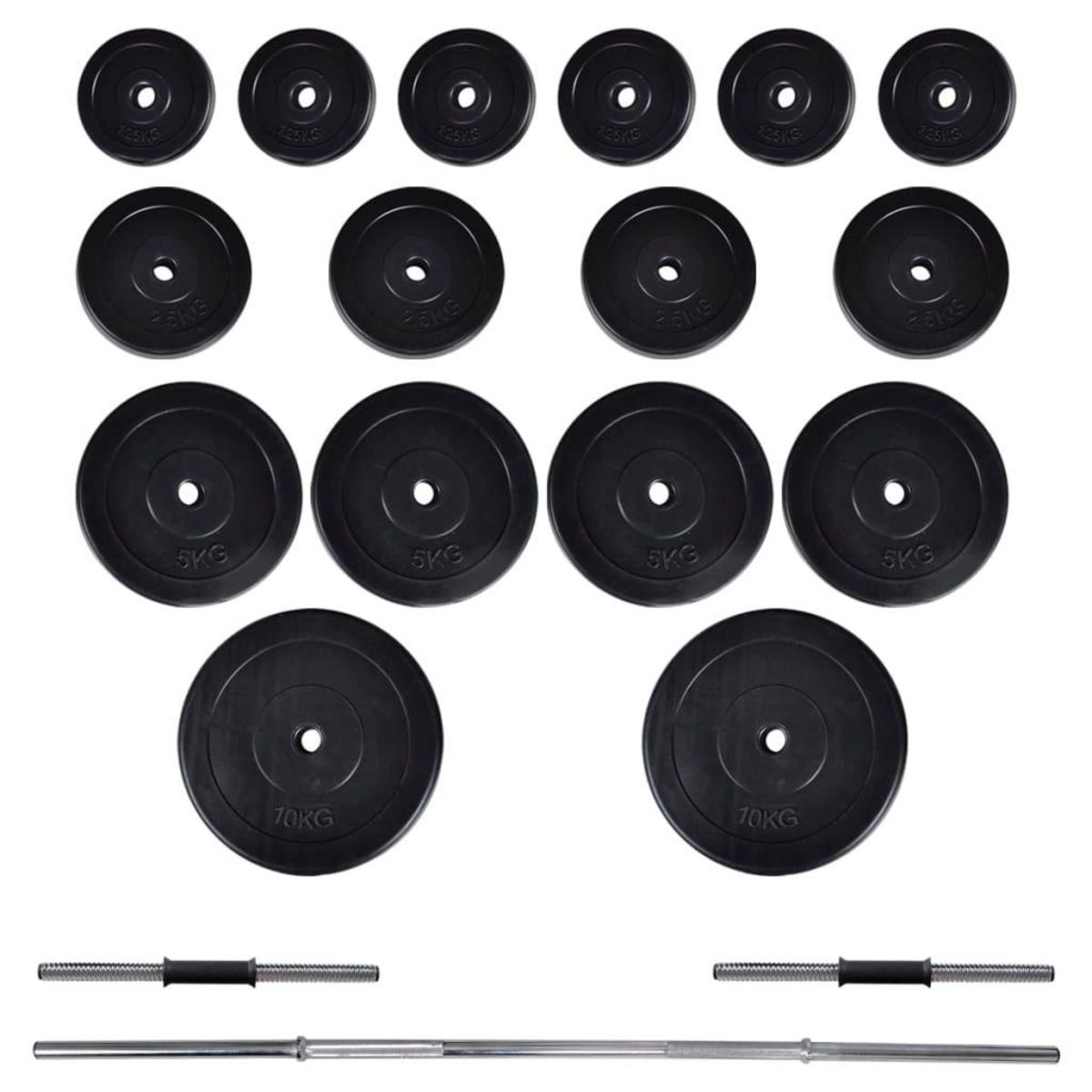 VIDAXL Kit de barre d'haltere et 2 halteres 60,5 kg