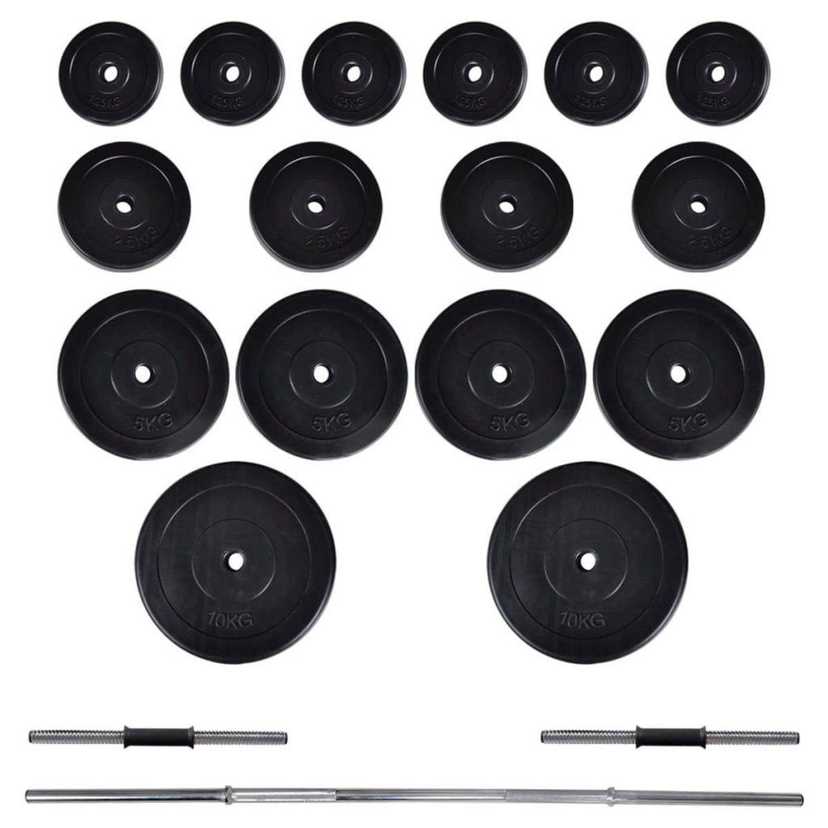 VIDAXL Kit de barre d'haltere et 2 halteres 60,5 kg