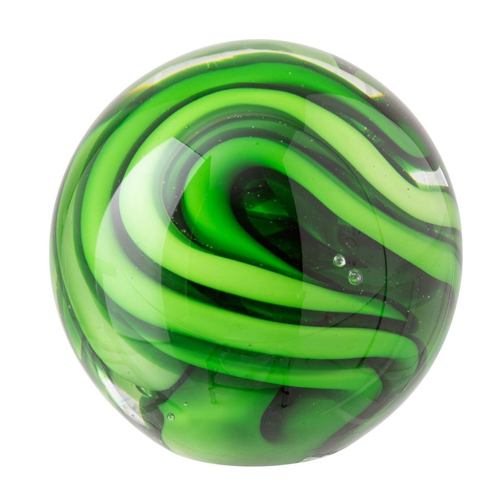 J-LINE Presse-papier boule en verre  ruban  10cm vert