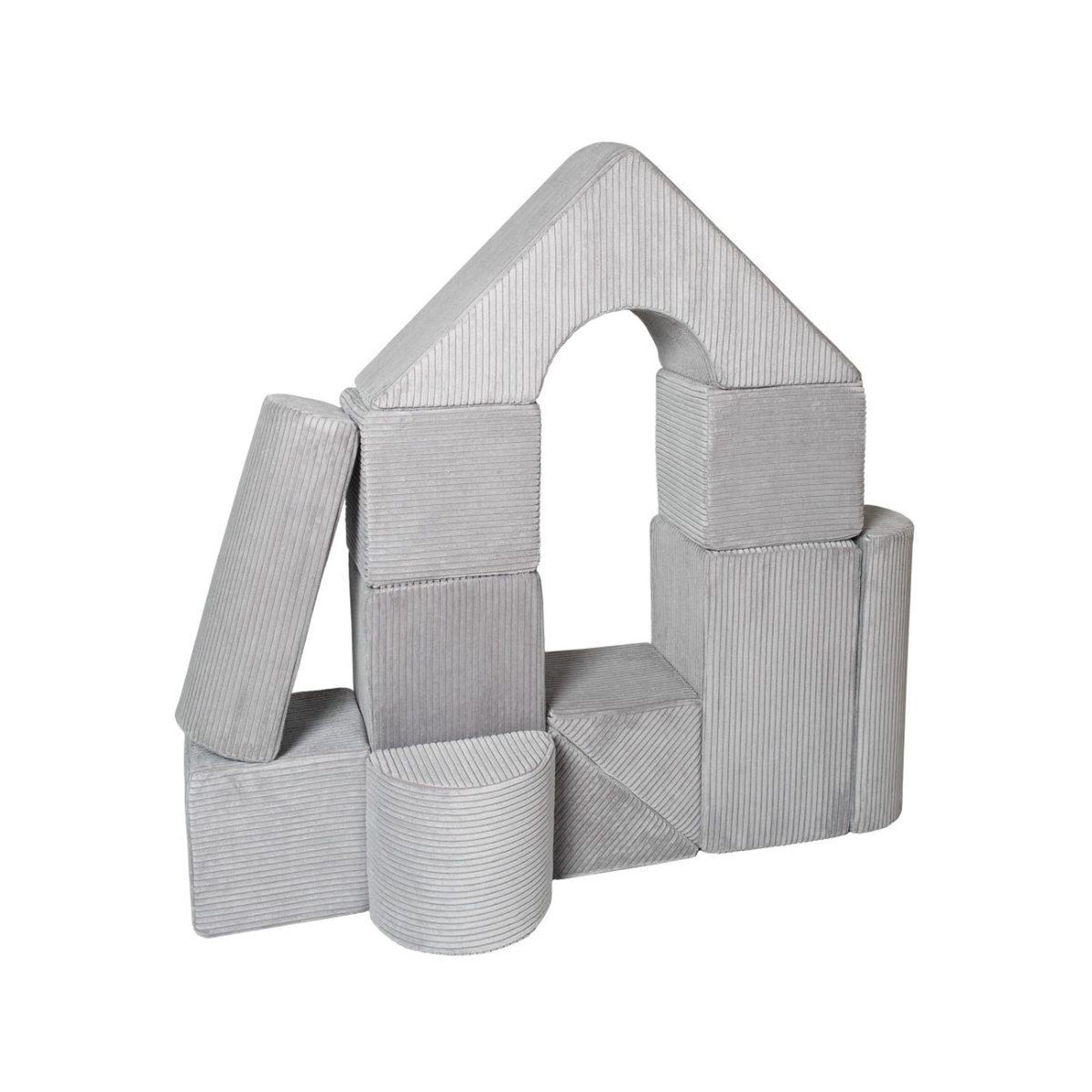 VELINDA Set de 11 blocs en mousse gris velours côtelé