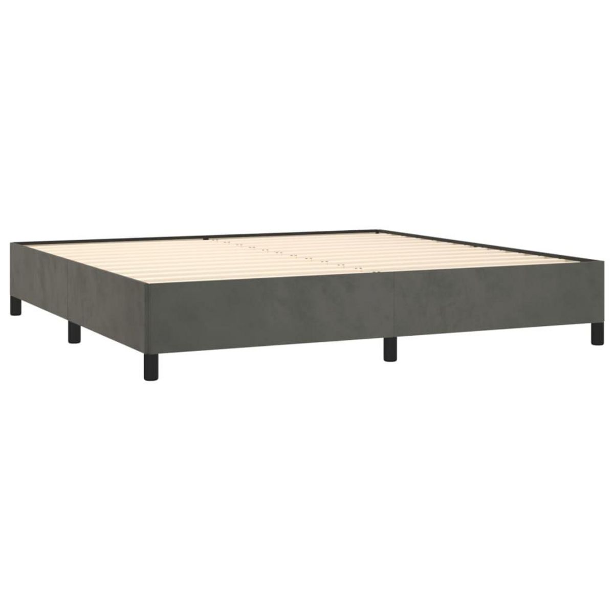 VIDAXL Sommier a lattes de lit et matelas Gris fonce 200x200cm Velours