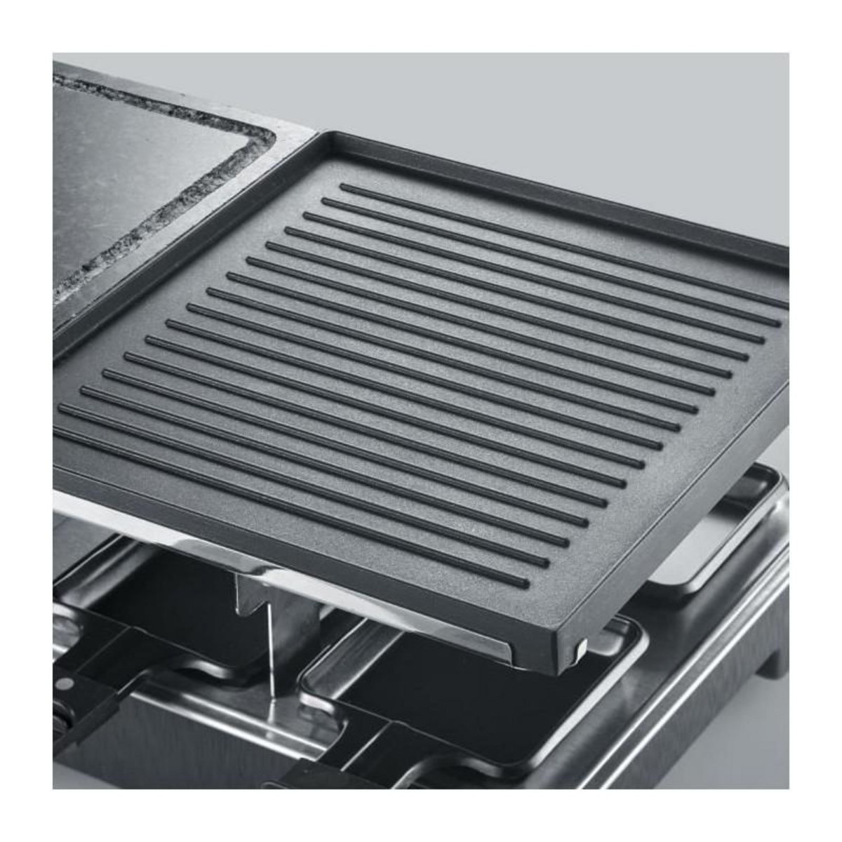 SEVERIN Raclette Gril SEVERIN - RG2376 - 8 personnes - Pierre de Cuisson Naturelle et Plaque Réversible Antiadhésive - Thermostat rég