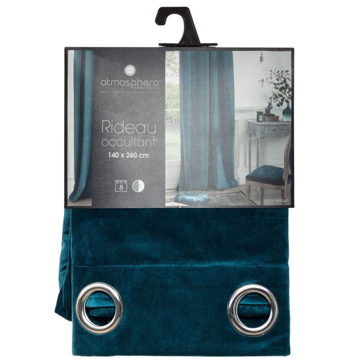ATMOSPHERA Rideau occultant effet velours à œillet