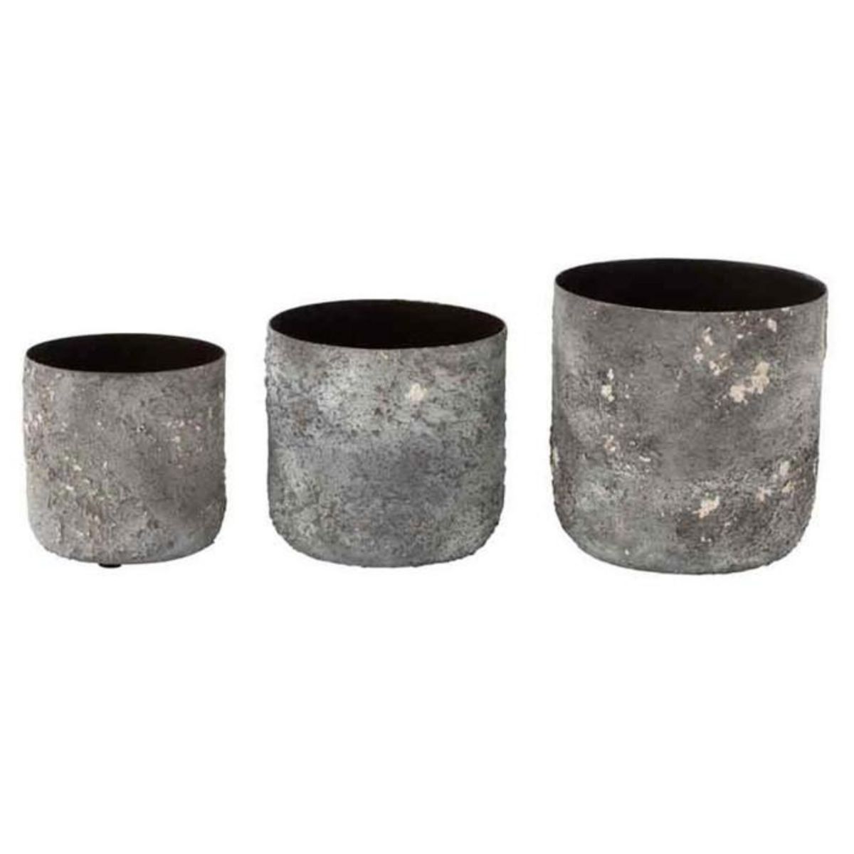 Paris Prix Lot de 3 Cache-Pots en Métal  Effy  18cm Gris