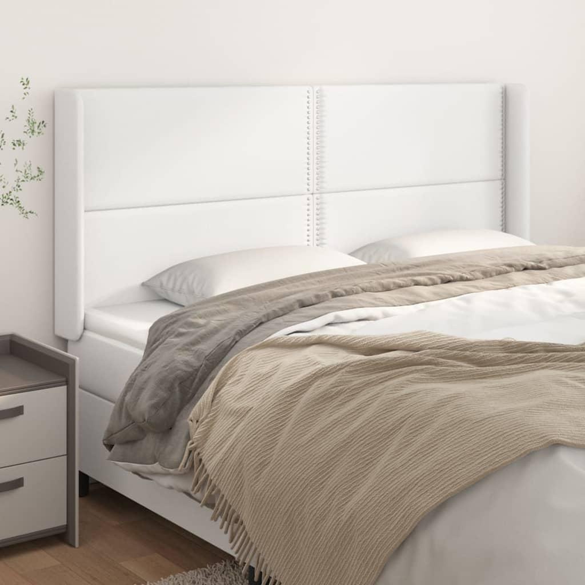 Voir la diapositive 1 : VIDAXL Tete de lit avec oreilles Blanc 203x16x118/128 cm Similicuir