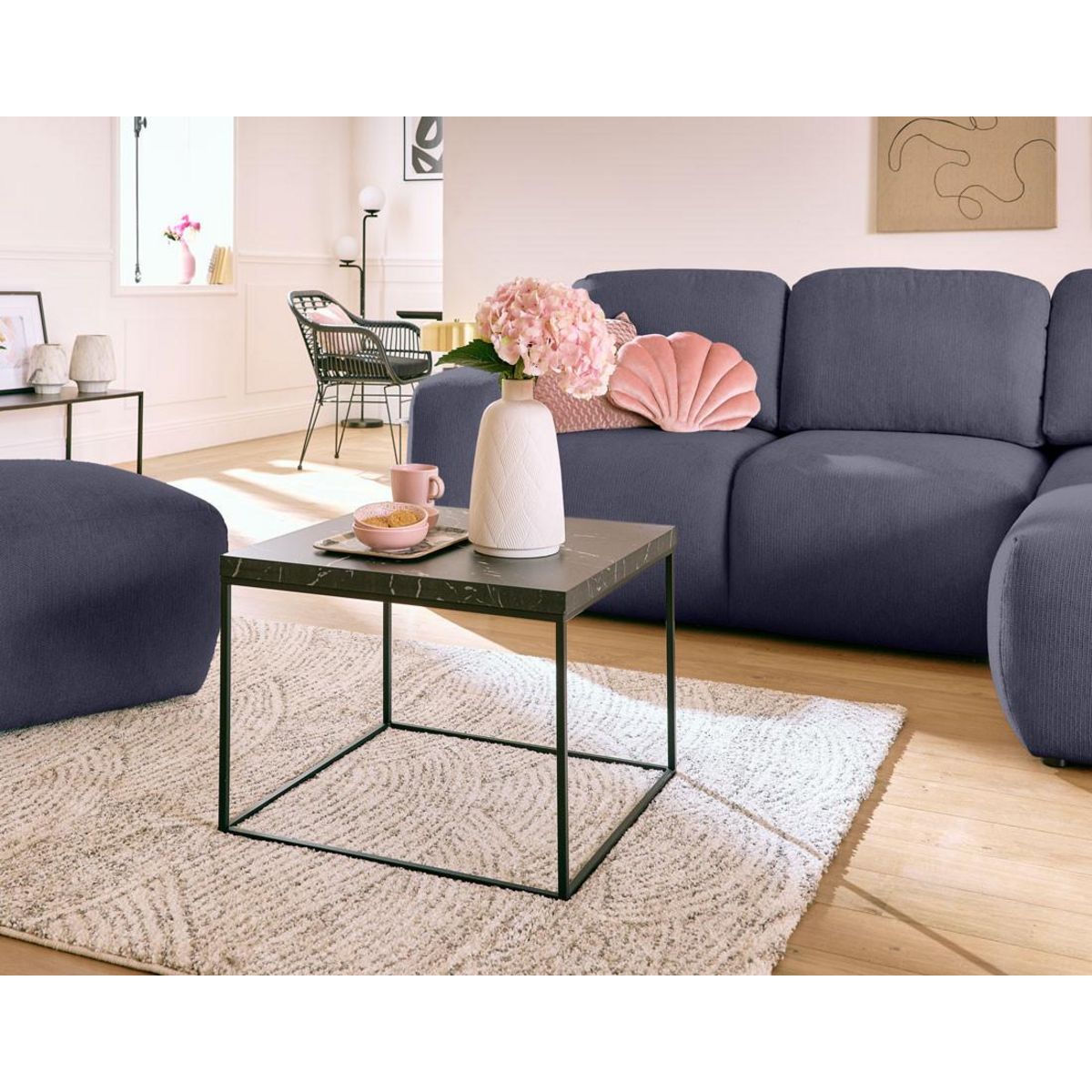 LISA DESIGN Sorrente - canapé d'angle réversible - convertible avec coffre - 4 places - en tissu texturé