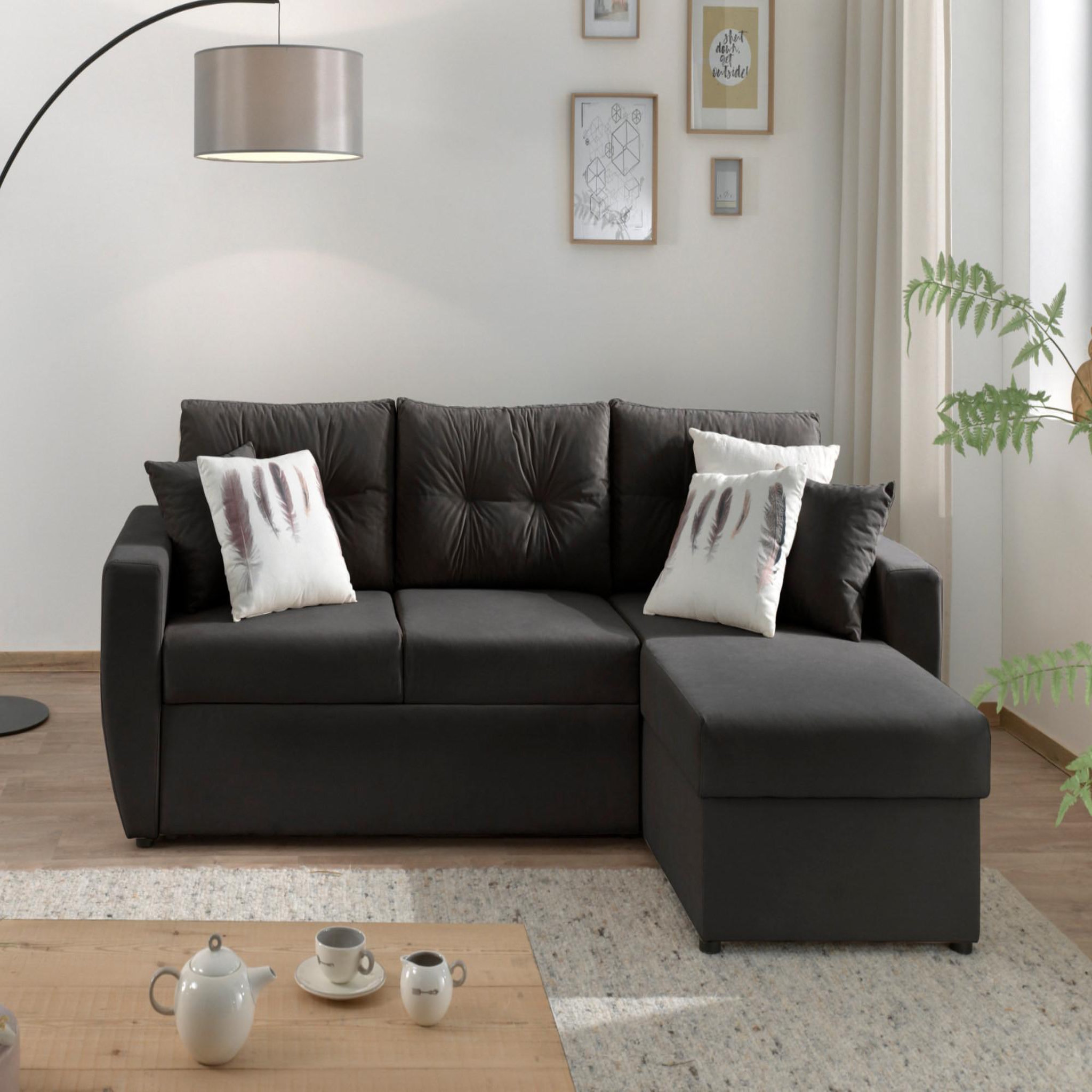 Voir la diapositive 2 : BEST MOBILIER Astoria - canapé d'angle réversible - convertible avec coffre - style contemporain- 4 places