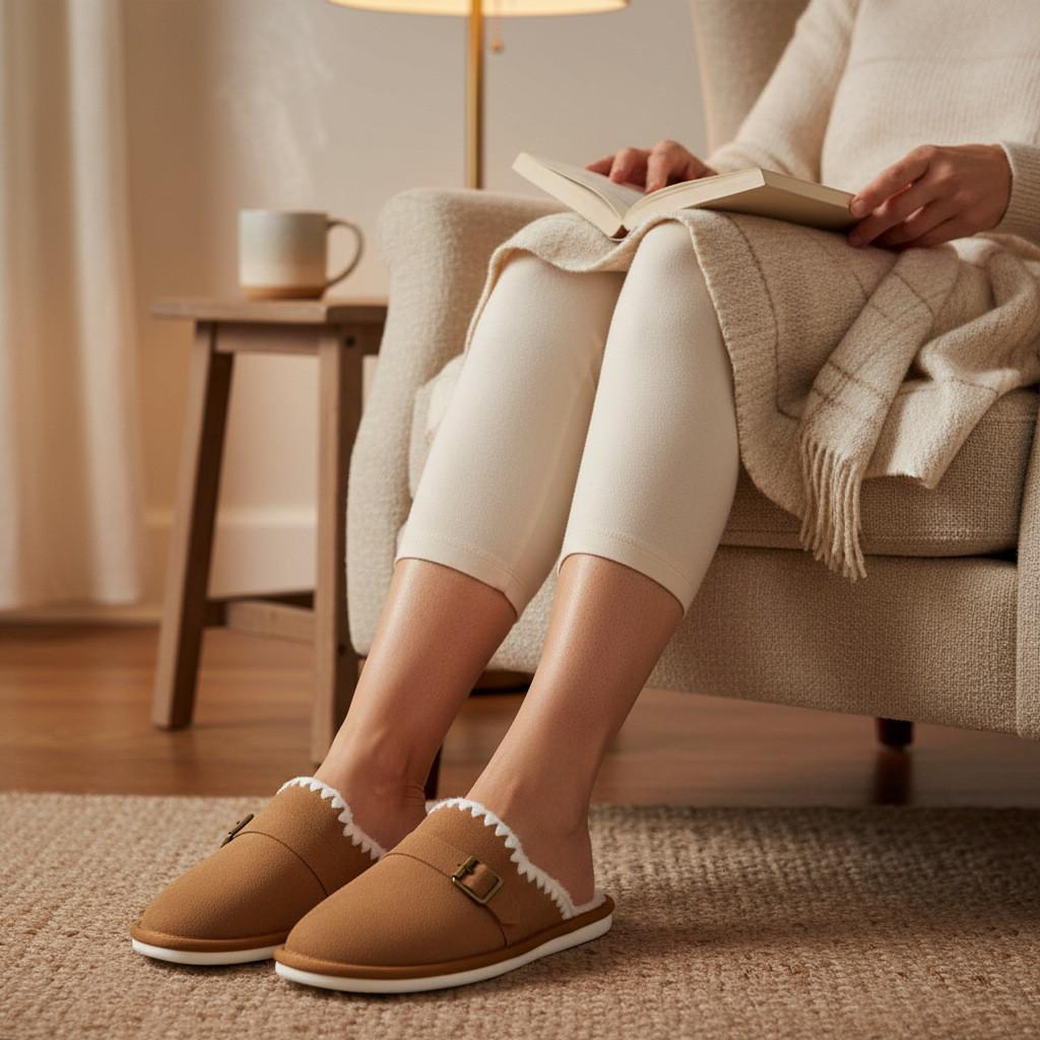 Voir la diapositive 6 : OZABI OZABI Mules Femme, Aspect Daim, Broderie Scandinave, Doublure Fourrure