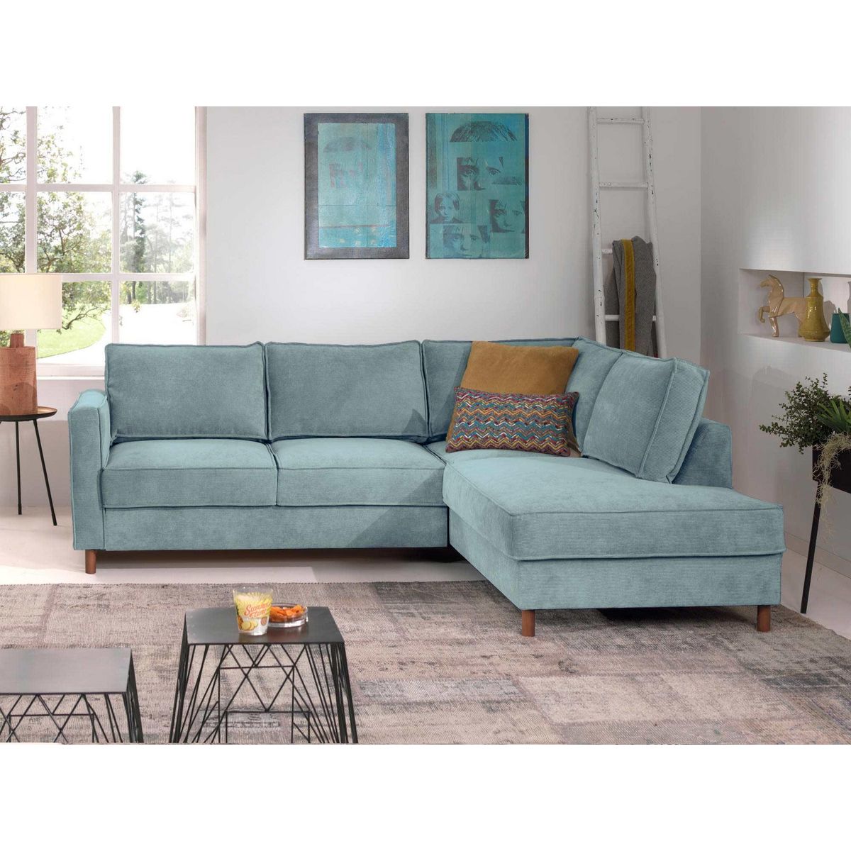 LISA DESIGN Jake - canapé d'angle droit - convertible - 5 places - en velours côtelé