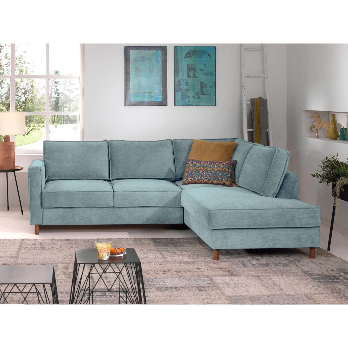 LISA DESIGN Jake - canapé d'angle droit - convertible - 5 places - en velours côtelé