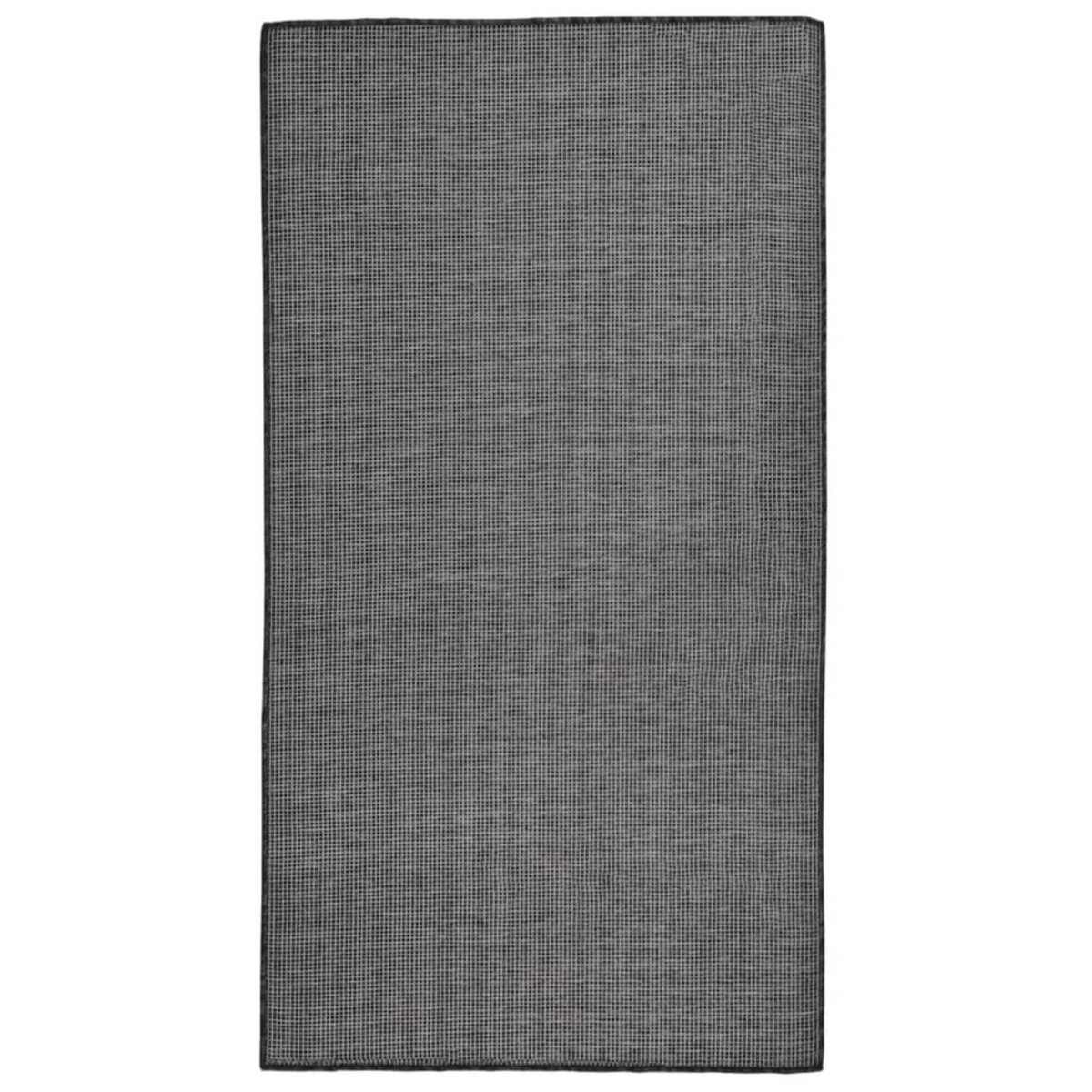 VIDAXL Tapis a tissage plat d'exterieur 80x150 cm Gris