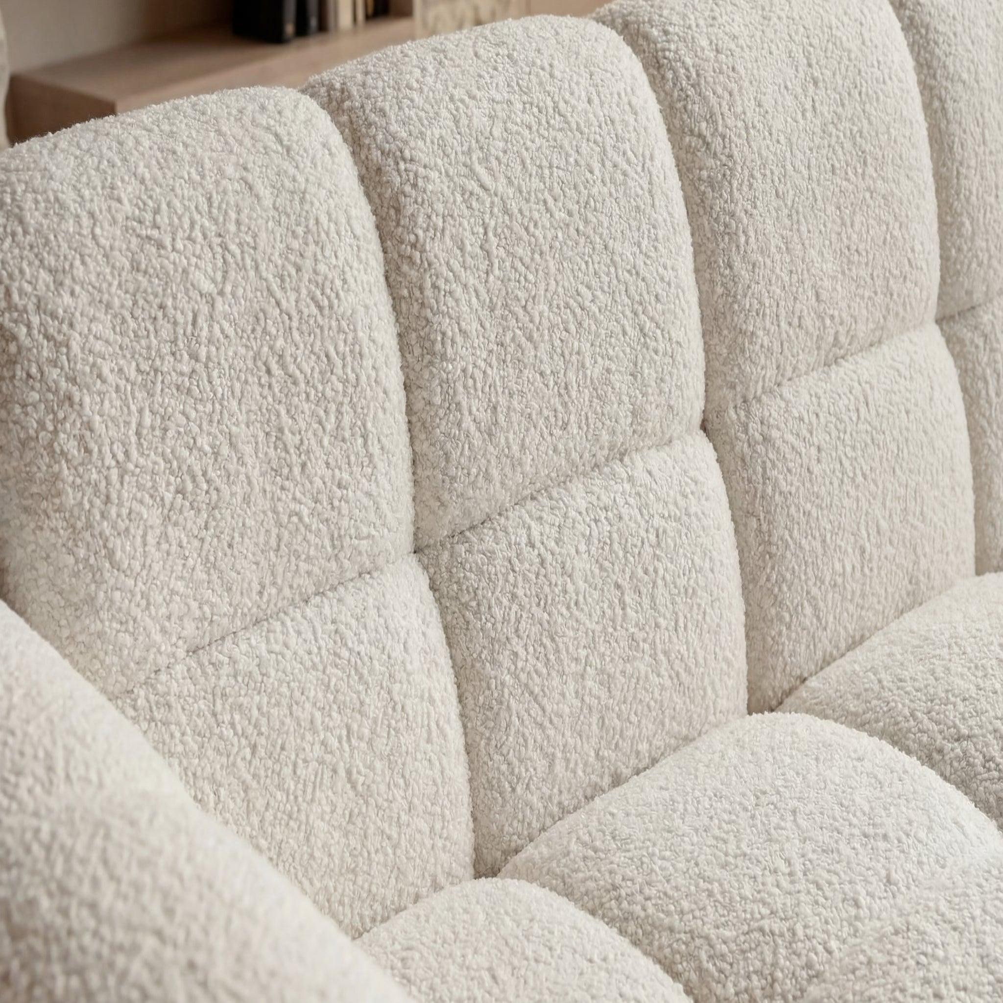 Voir la diapositive 4 : CASANOVA PARIS Alexia mini - canapé d'angle tissu bouclette 3 places