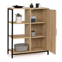 Voir la diapositive 4 : ID MARKET Buffet d'appoint 3 étagères et placard 70 cm DETROIT design industriel