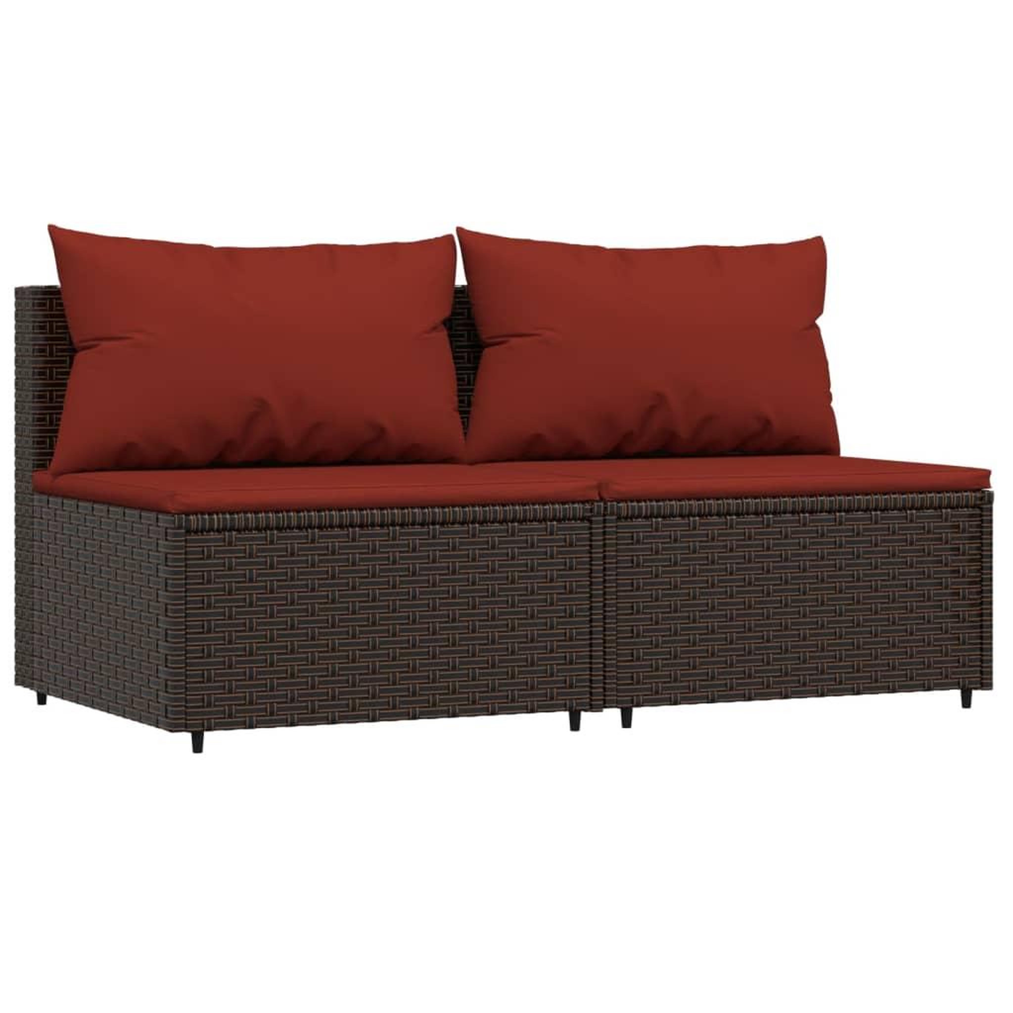 Voir la diapositive 2 : VIDAXL Canapes centraux de jardin coussins 2pcs marron resine tressee