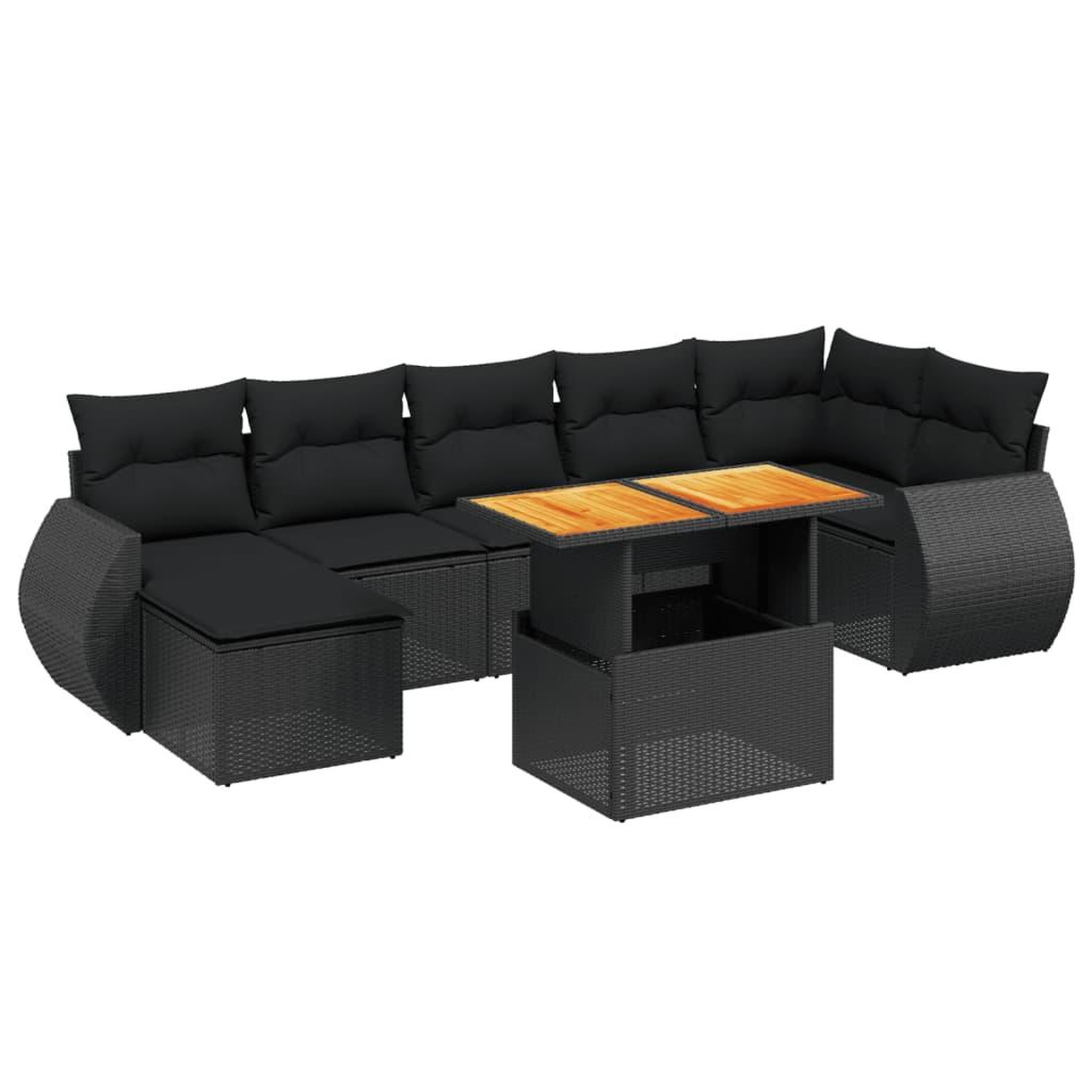 Voir la diapositive 2 : VIDAXL Salon de jardin 8 pcs avec coussins noir resine tressee